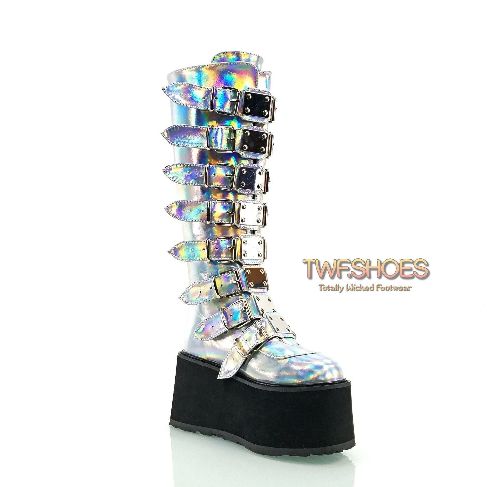 Demonia Cult DEMONIA Damned 318 Multi Strap Goth Punk 3.5" Flat Platform Size US 11 / IT 41 - 6 Thumbnail