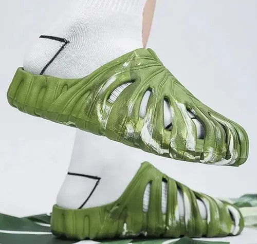 image of Designer Camo Yam Slippers in Green/White, Men's (Size 7)