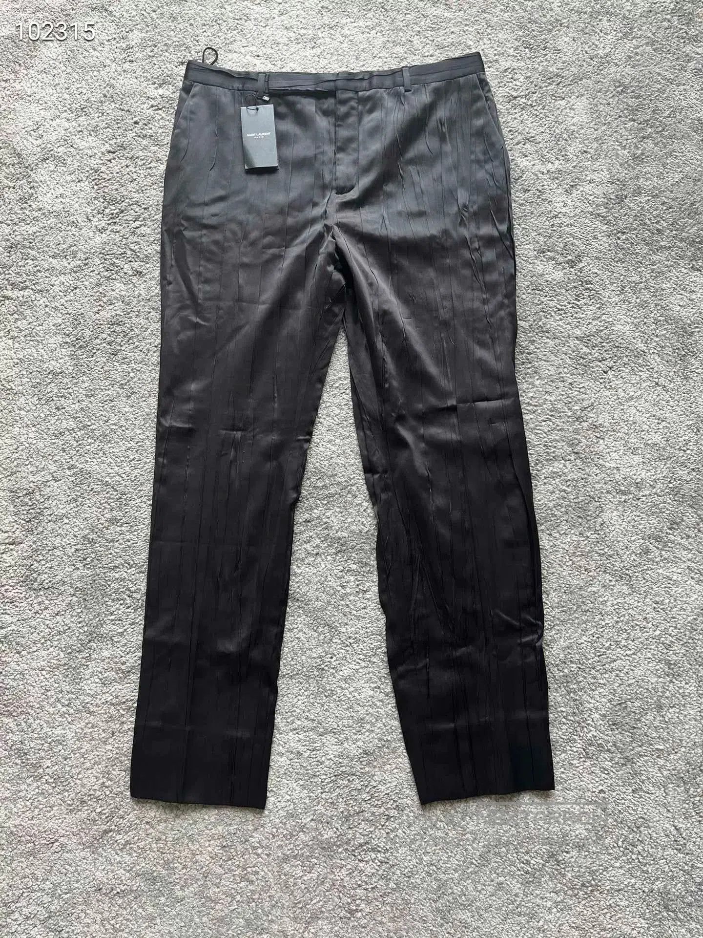 Saint Laurent Paris Saint Laurent Black Striped Silk Trousers. Size US 30 / EU 46 - 1 Thumbnail