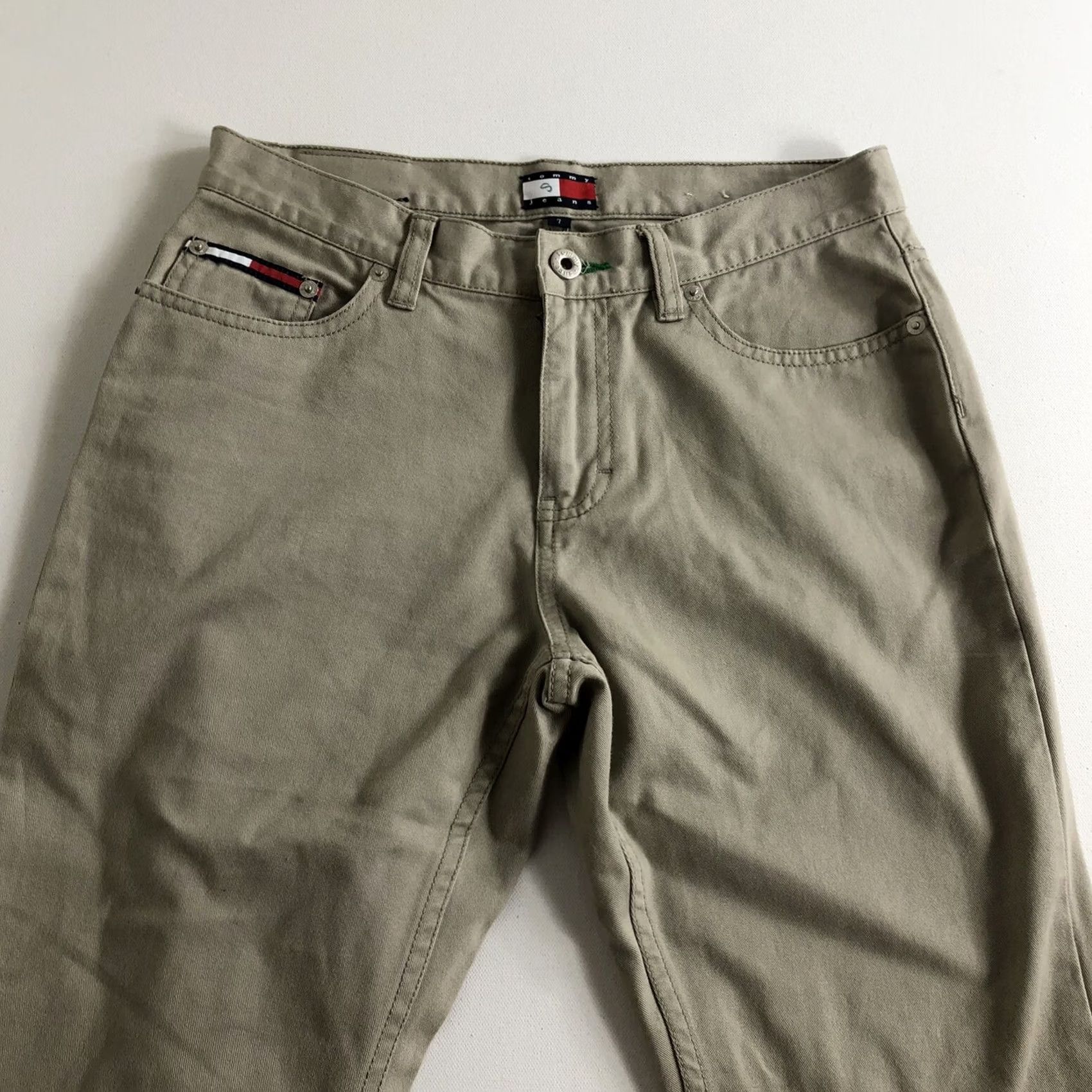 Tommy Hilfiger Tommy Hilfiger Vintage Jeans Juniors Tan Beige 7 Size Low Button Fabric Pants Size 28" / US 6 / IT 42 - 4 Thumbnail