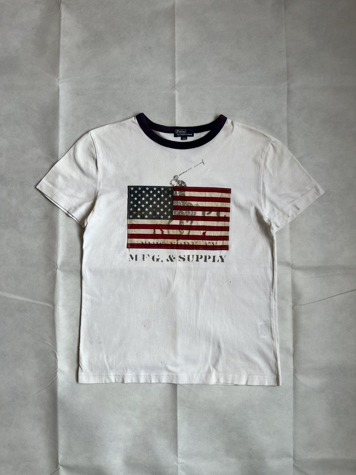 Polo Ralph Lauren Usa Flag Boy's Kid Vintage Tshirt