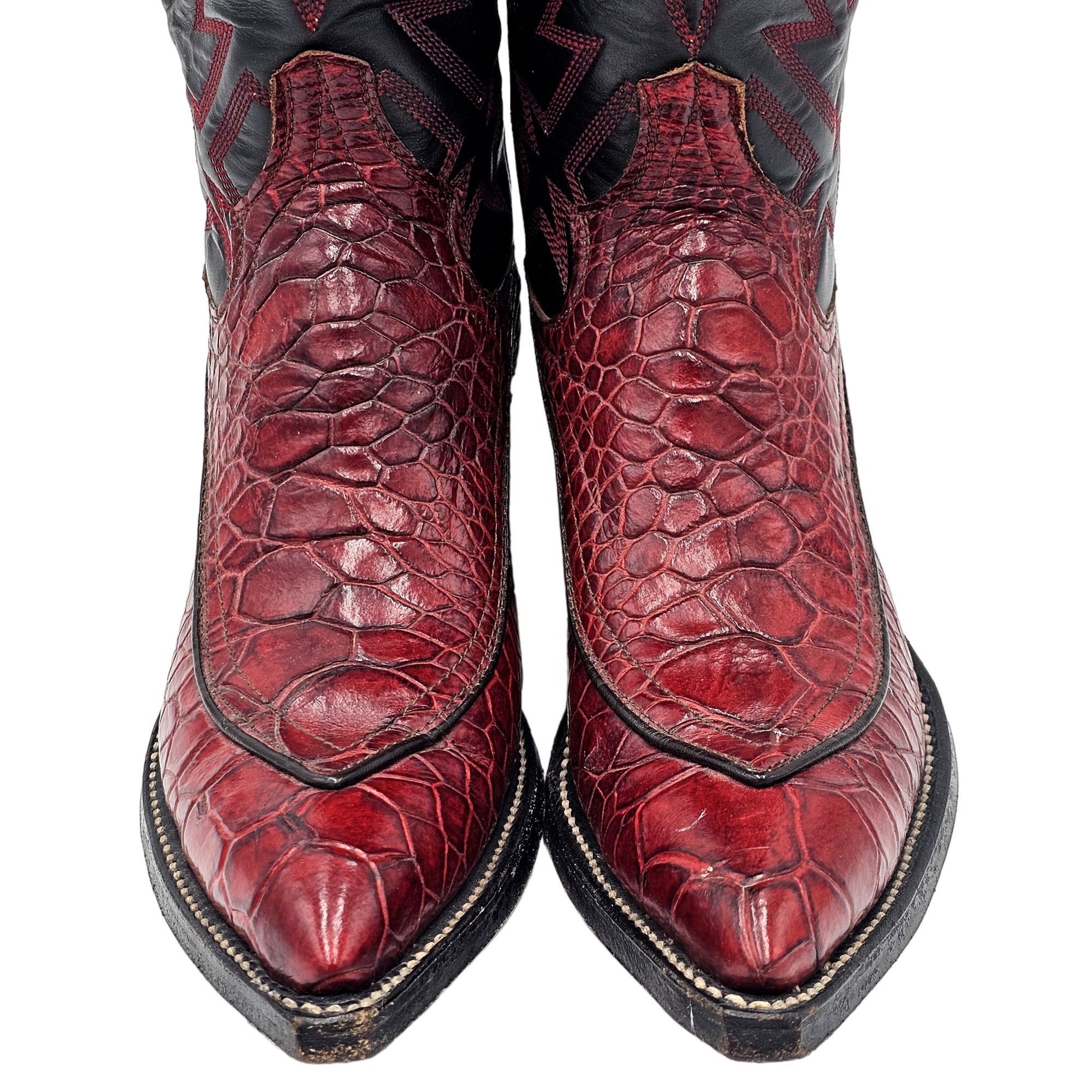 Vintage Preban Sea Turtle Womens 5.5A Dark Cherry Red Black