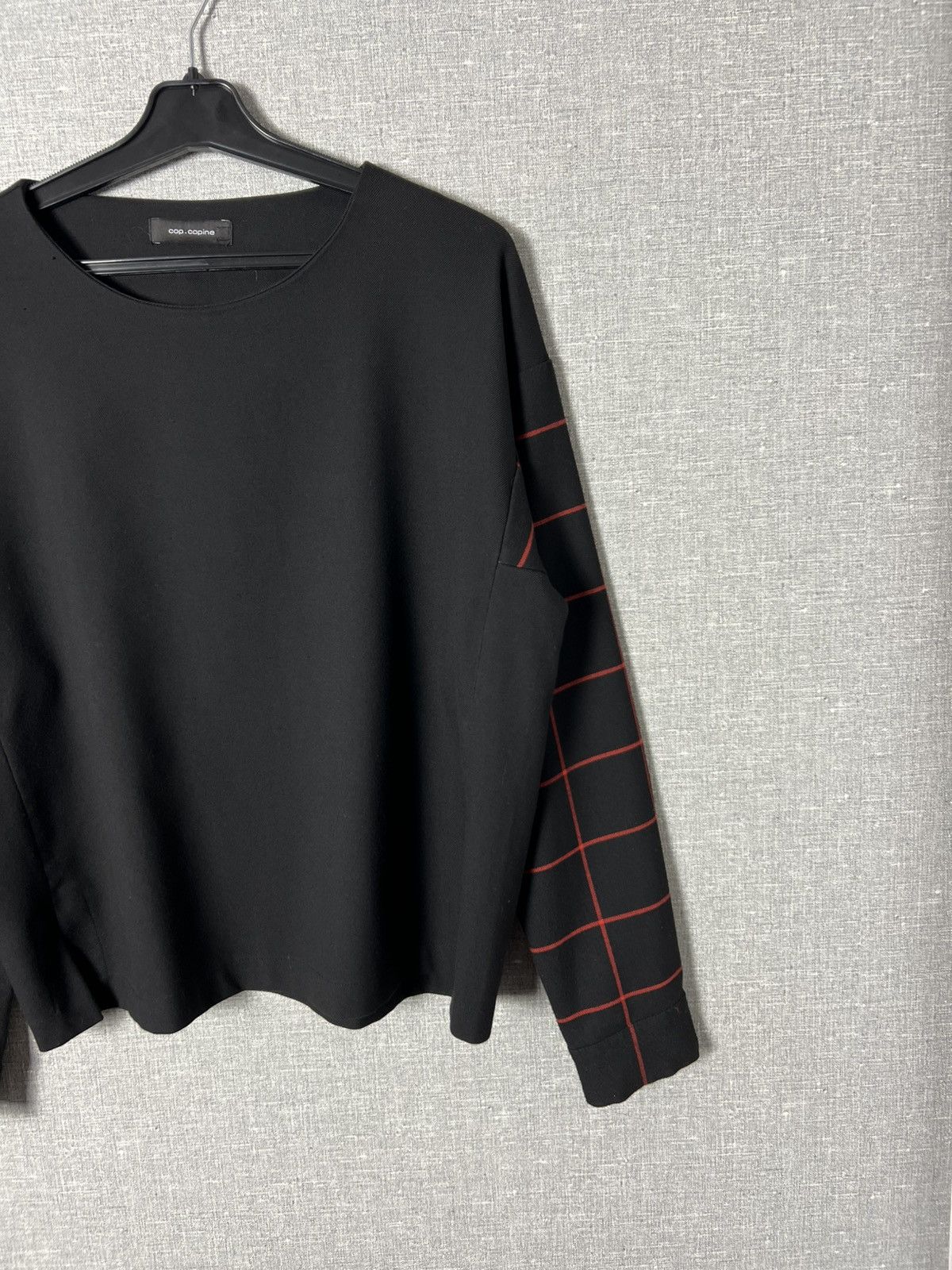 Cop Copine Cop Copine Black Knok Top with Red Checked Sleeve and Cuffs Size S / US 4 / IT 40 - 7 Thumbnail