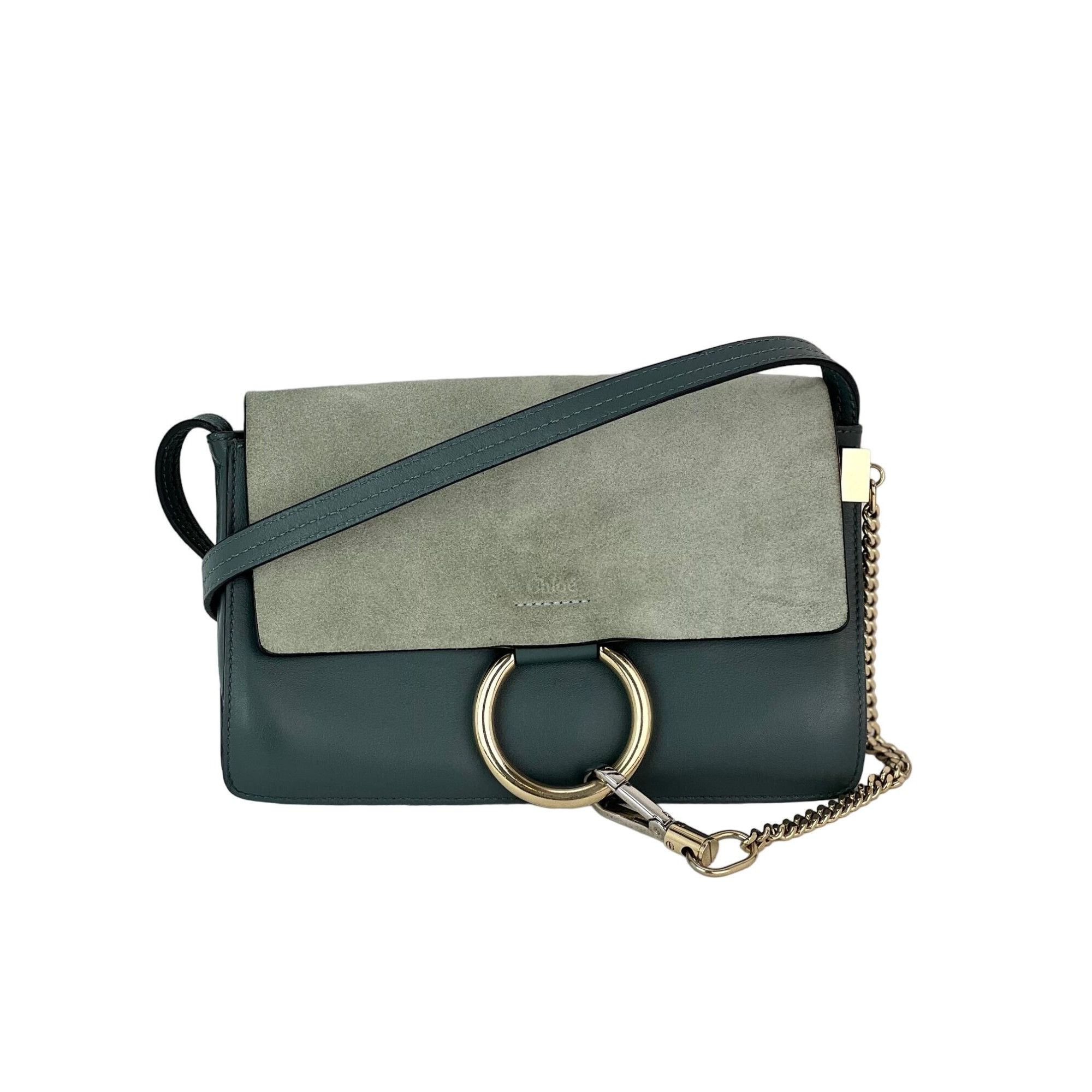 Chloe Chloe Faye Chain Suede Leather Gray Blue Crossbody Bag Size ONE SIZE - 1 Thumbnail