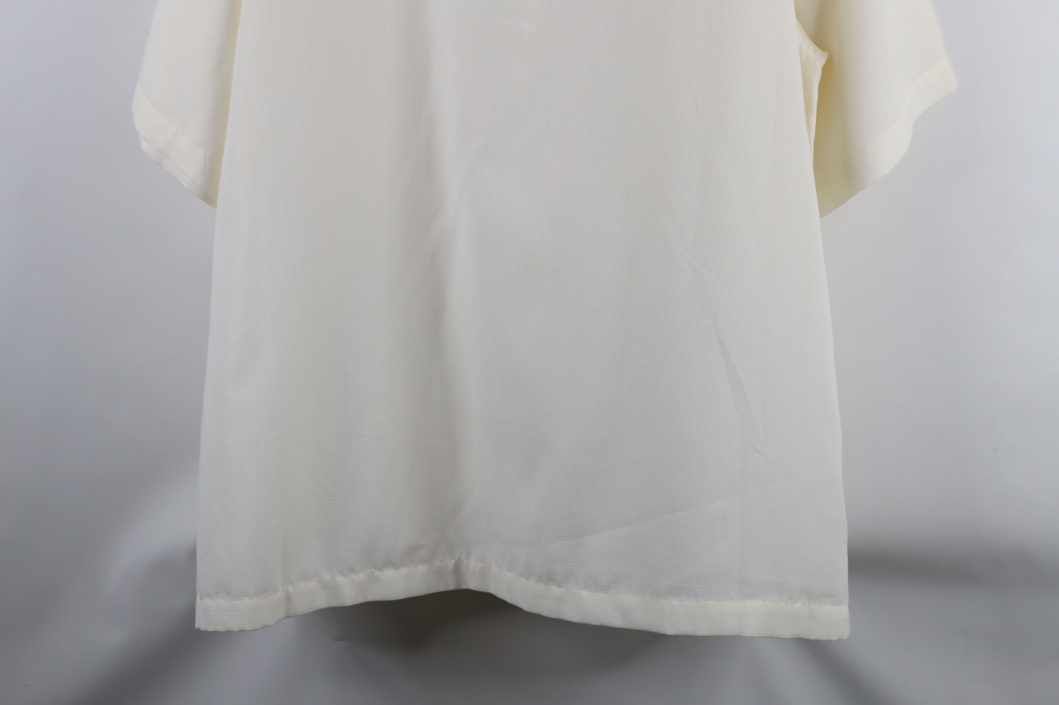 Vintage Vintage 90s Rockabilly Leaf Looped Collar Button Shirt Cream Size US XXL / EU 58 / 5 - 10 Thumbnail