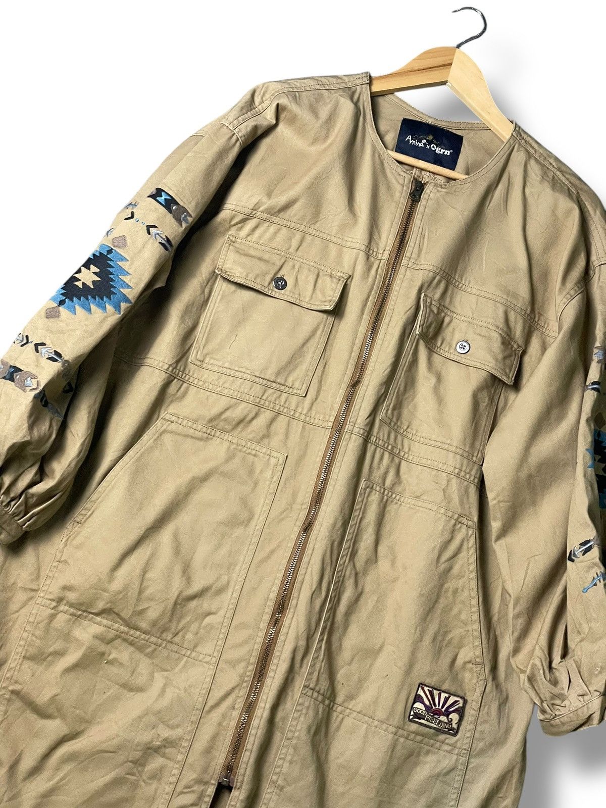 Japanese Brand × Vintage Amina x GRN Native Pattern Long Zipper Coat (100) Size US S / EU 44-46 / 1 - 3 Thumbnail
