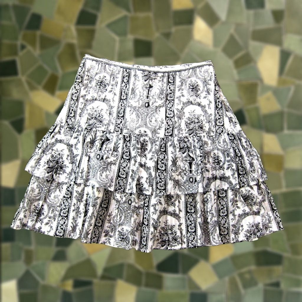 Stetson VINTAGE Stetson Skirt Women A-Line Paisley 100% Cotton Black White Floral Medium Size 32" / US 10 / IT 46 - 1 Thumbnail