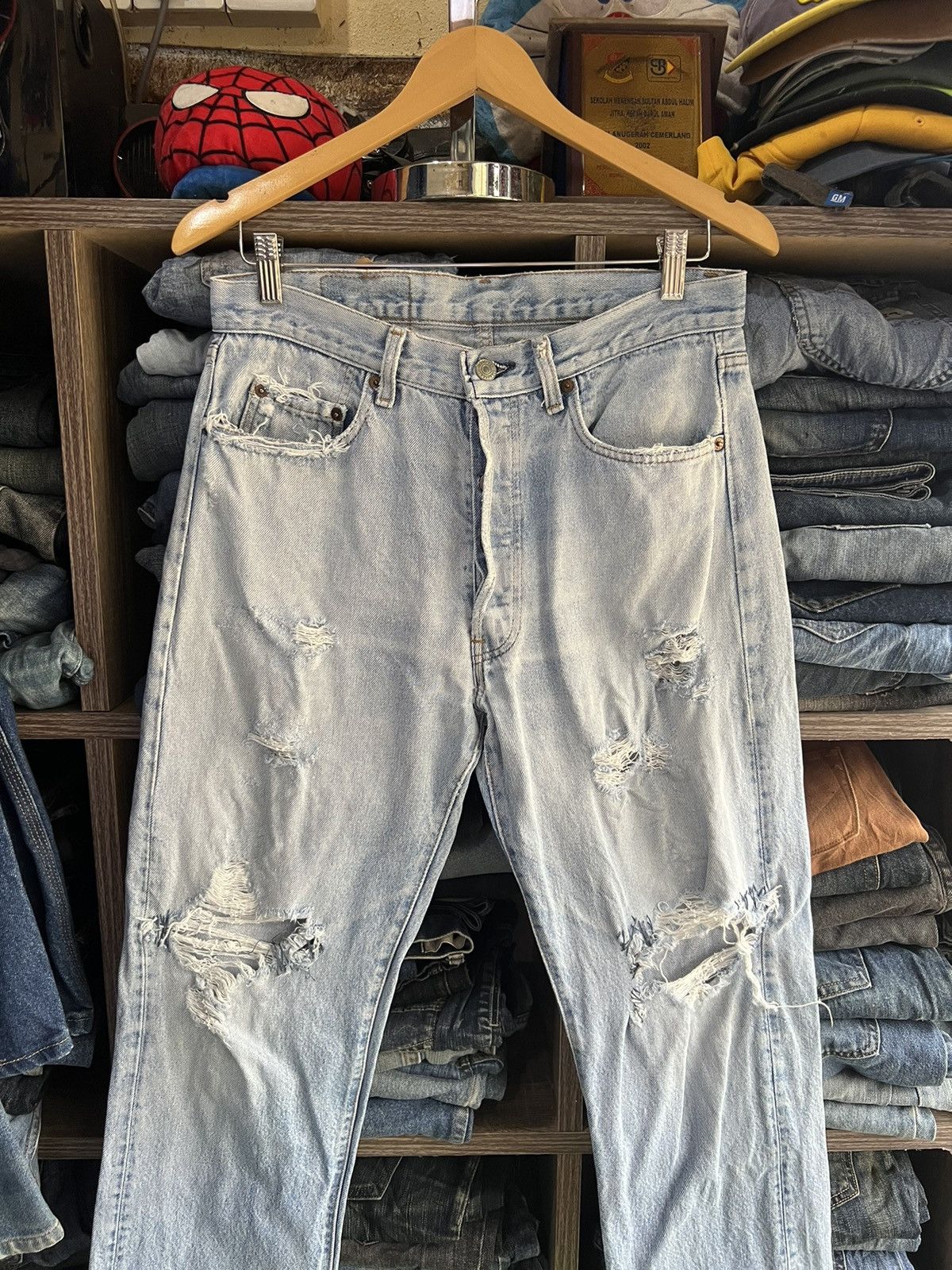 Levi's Vintage Clothing 🔥Vintage Levis 501 Button 532 Distressed Denim Size US 31 - 3 Thumbnail