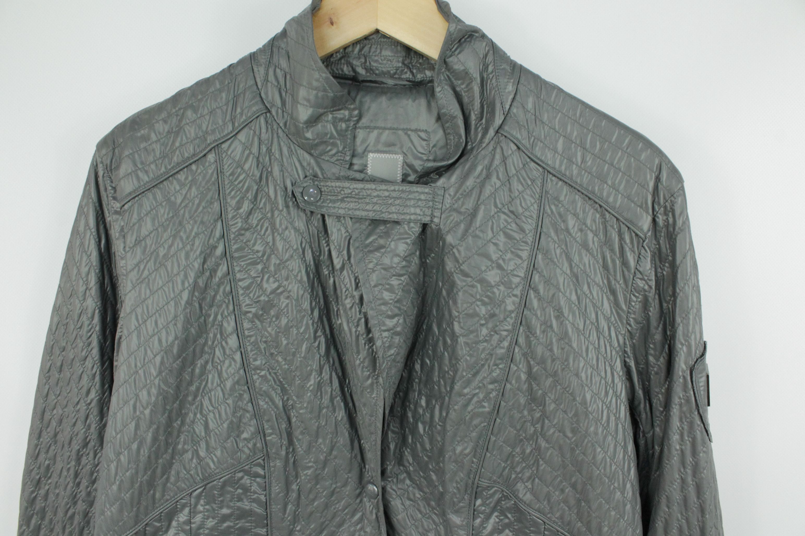 Add ADD Quilted Light Gray Nylon Women's Blazer Jacket Size L / US 10 / IT 46 - 6 Thumbnail