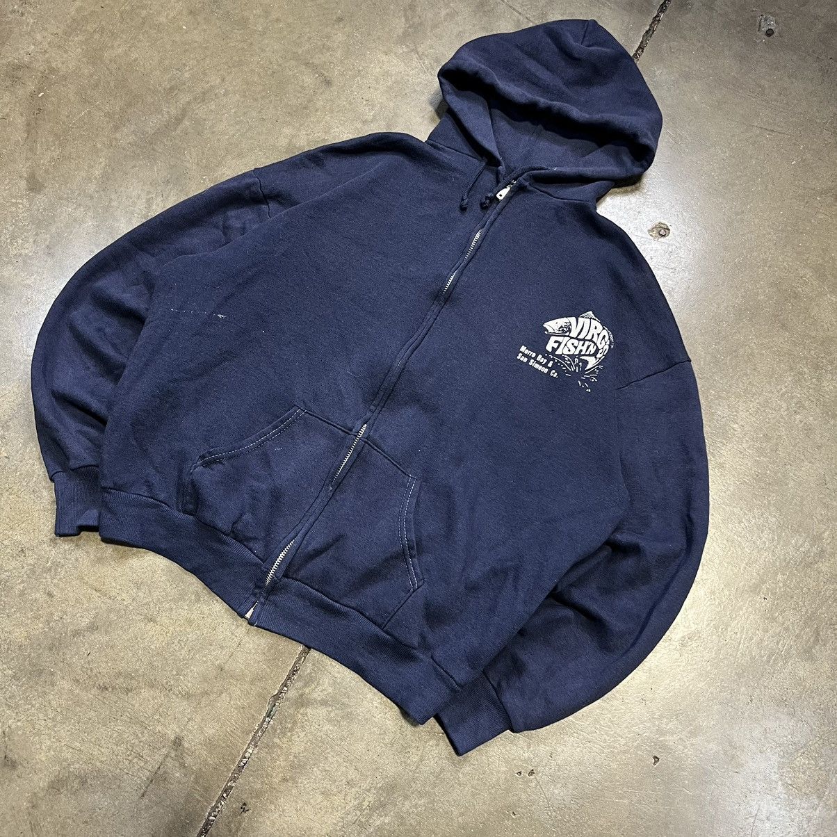 Vintage Vintage 70s Sportswear Zip Up Hoodie Boxy Faded Fishing Size US S / EU 44-46 / 1 - 2 Thumbnail