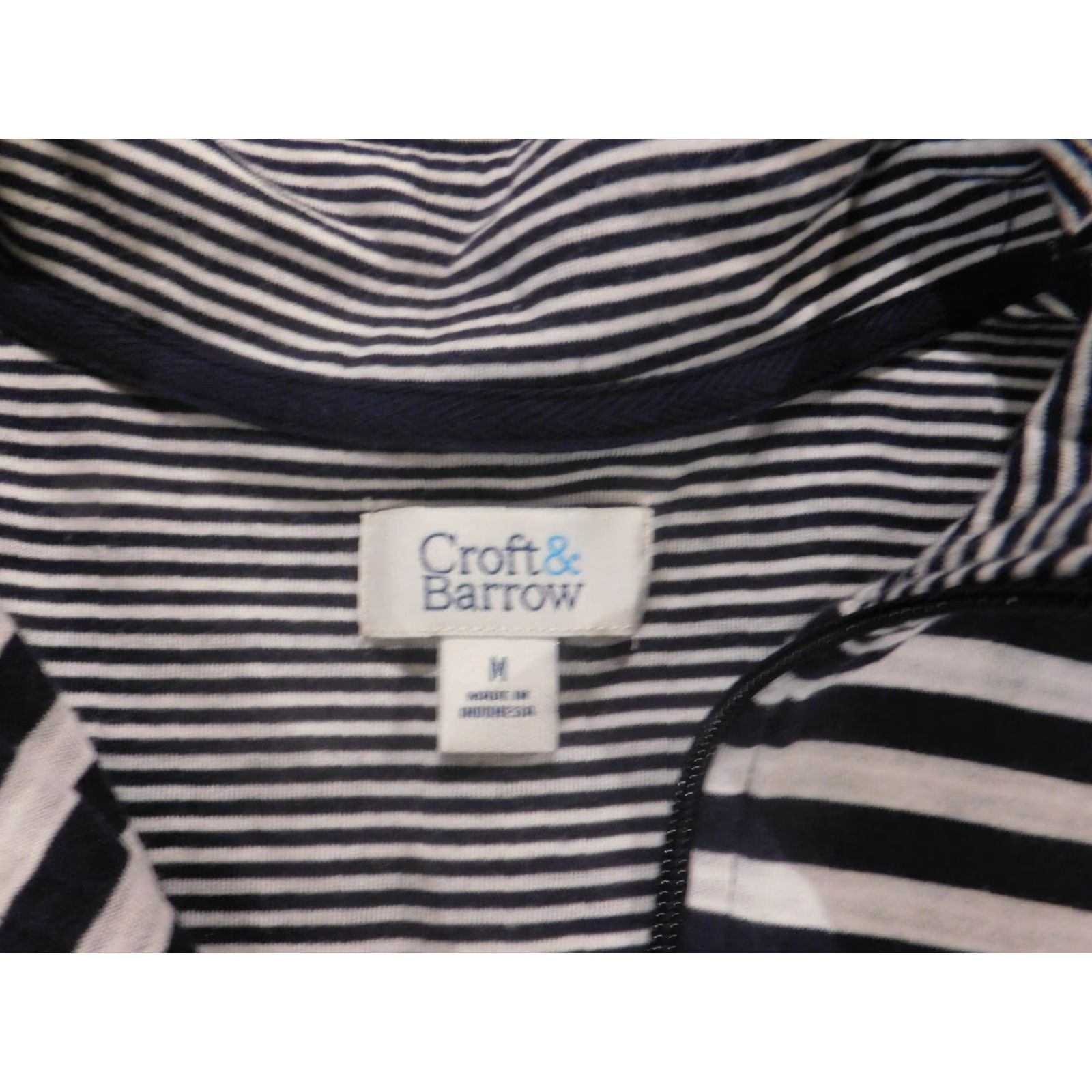 Croft & Barrow Croft & Barrow Womens Sweater M Blue Stripe Full Zip Classic Knit Pullover Mock Neck Long Sleeve Casual Winter Cotton Polyester Size M / US 6-8 / IT 42-44 - 5 Thumbnail