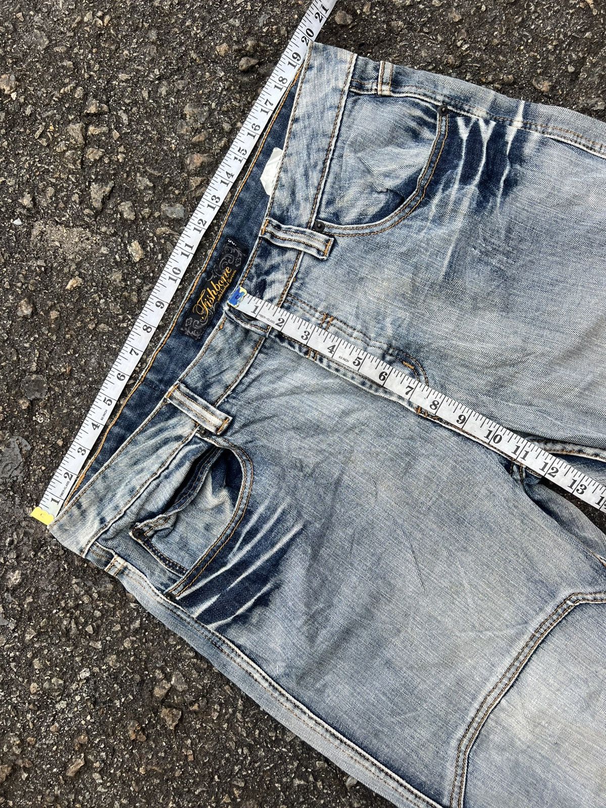Japanese Brand Fishbone BAGGY JEANS Distressed Denim Size US 39 - 5 Thumbnail