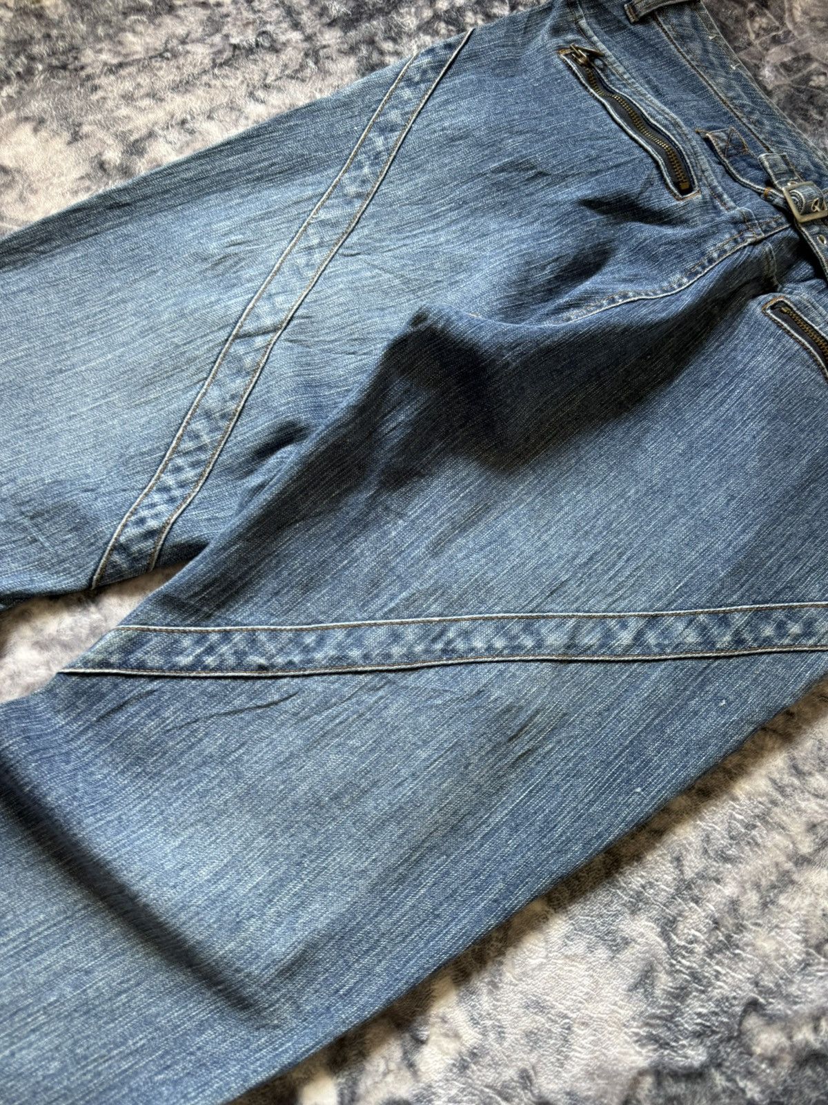 Japanese Brand × Le Grande Bleu (L.G.B.) Goddess Utility Patch Pocket Cargo Flared Jeans Size US 32 / EU 48 - 16 Thumbnail