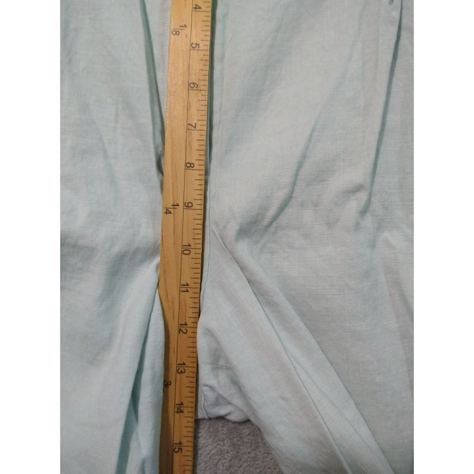 Talbots Talbots Pants Womens 16 Blue Linen Blend Wide Leg Pleated Stretch Coastal Beachy Size 38" / US 16 / IT 52 - 4 Thumbnail