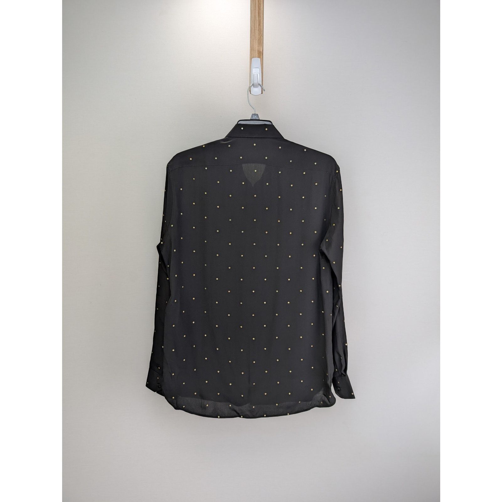 Saint Laurent Paris o1rshd1 Black with Gold Dots Button up Shirt in Black Size US M / EU 48-50 / 2 - 8 Thumbnail