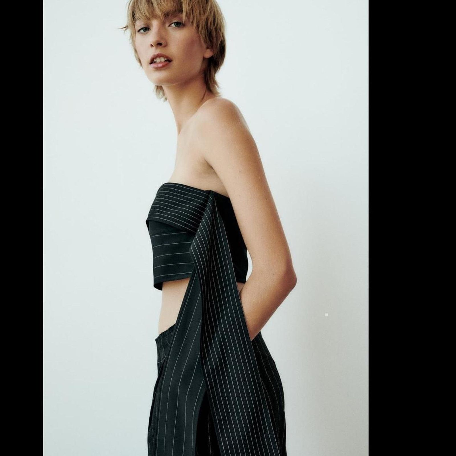 Zara ZARA STRAPLESS MULTI-POSITIONAL TIE CROP TOP - Size S Size S / US 4 / IT 40 - 5 Thumbnail