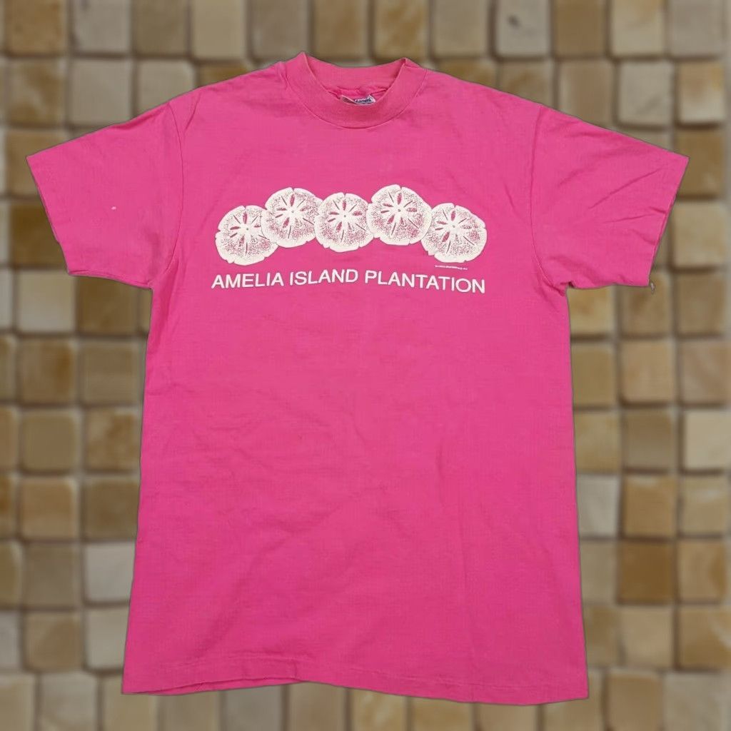 Hanes VTG Hanes T-Shirt Amelia Island Pink Puff Print USA Made 90s Beach Retro Vintage Mens Size S Short Sleeve Crew Neck Shirt Size US S / EU 44-46 / 1 - 1 Thumbnail