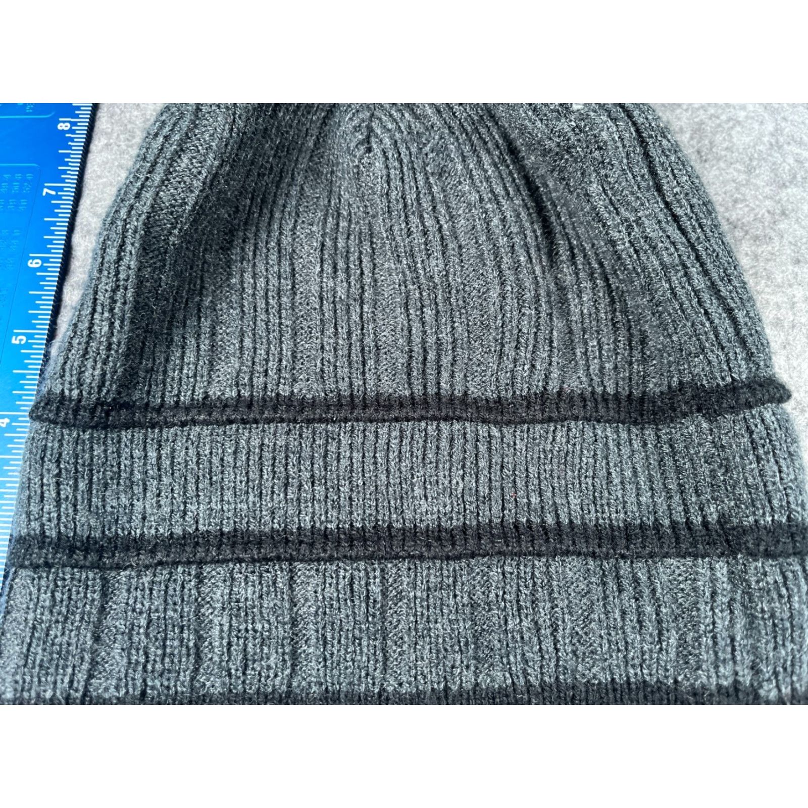 Vintage VINTAGE Becker Brands Beanie (Toque) Adult One Size Gray Stripe Knit 100% Acrylic Hat Mens Ski Beanie Size ONE SIZE - 2 Thumbnail