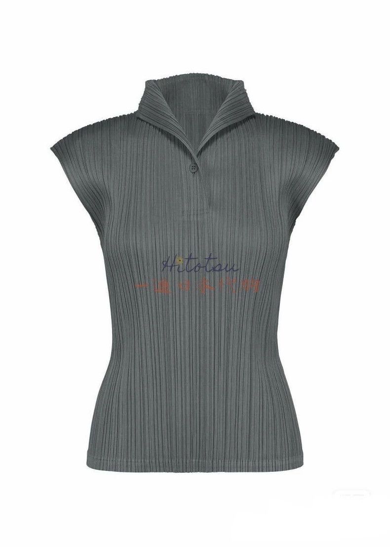 Issey Miyake issey miyake size:3 Grey lapel sleeveless top 2506-Nextarr Size XXS / US 00 / IT 34 - 1 Thumbnail