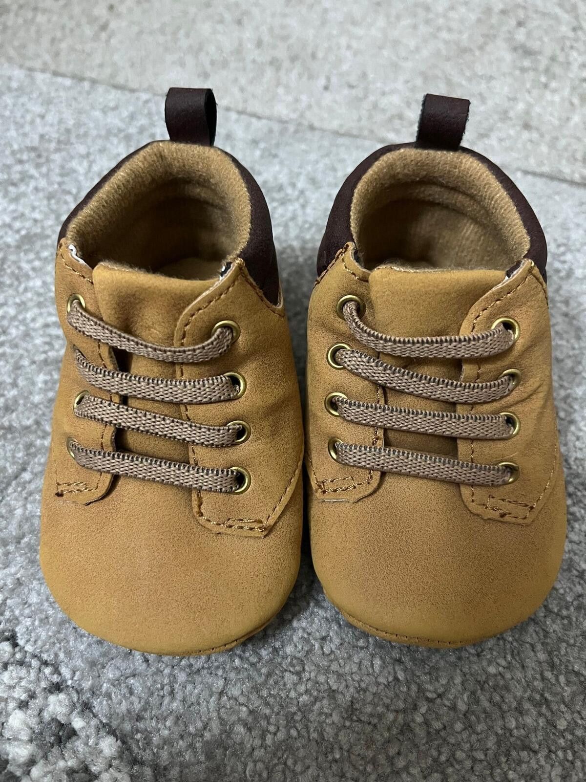 Other Baby Faux Leather Booties 3-6M Tan Lace Up Size ONE SIZE - 6 Thumbnail