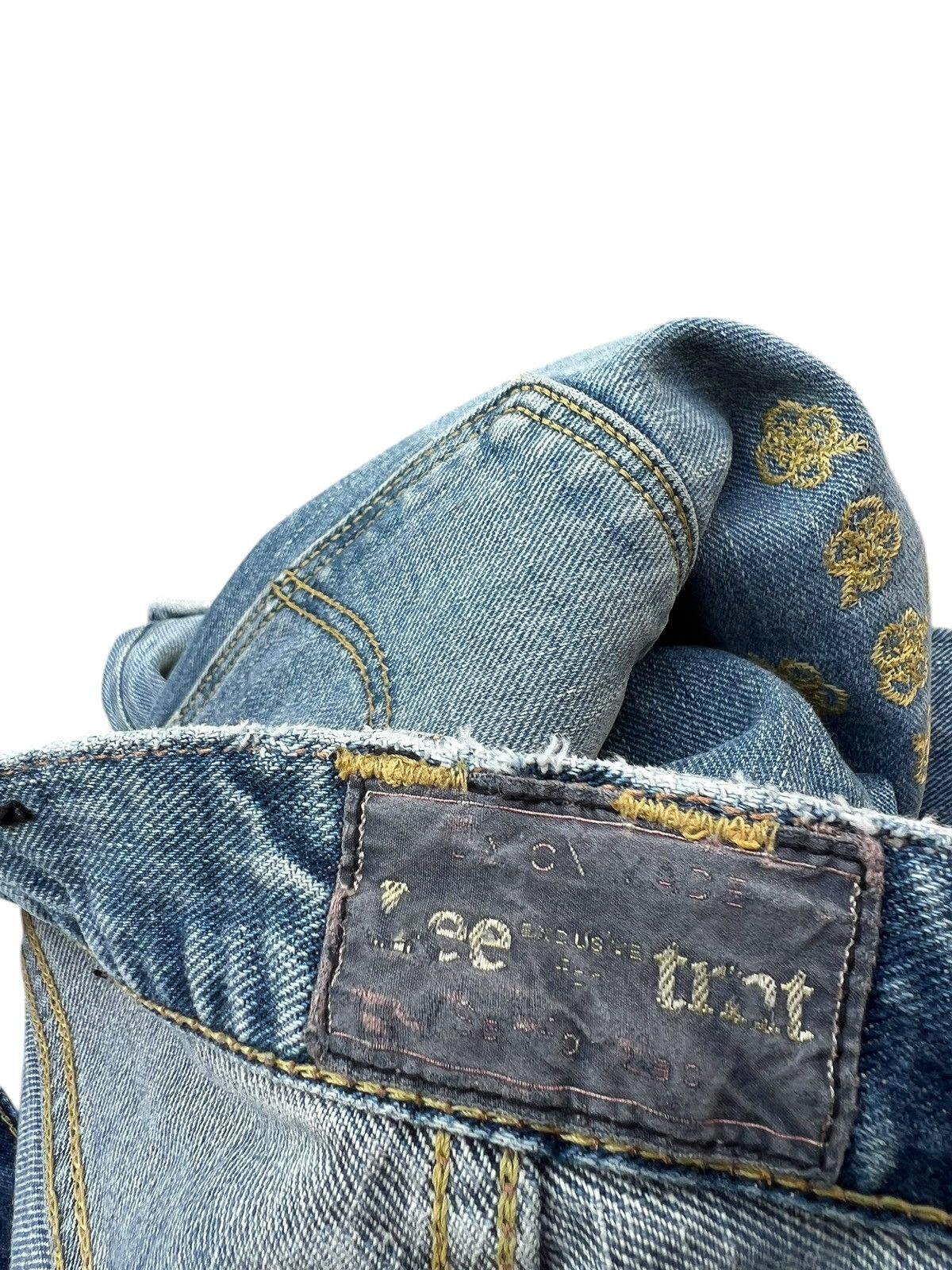 Lee Lee X TMT Japan Distress Embroidery Denim Selvedge Jeans Size US 29 - 20 Thumbnail