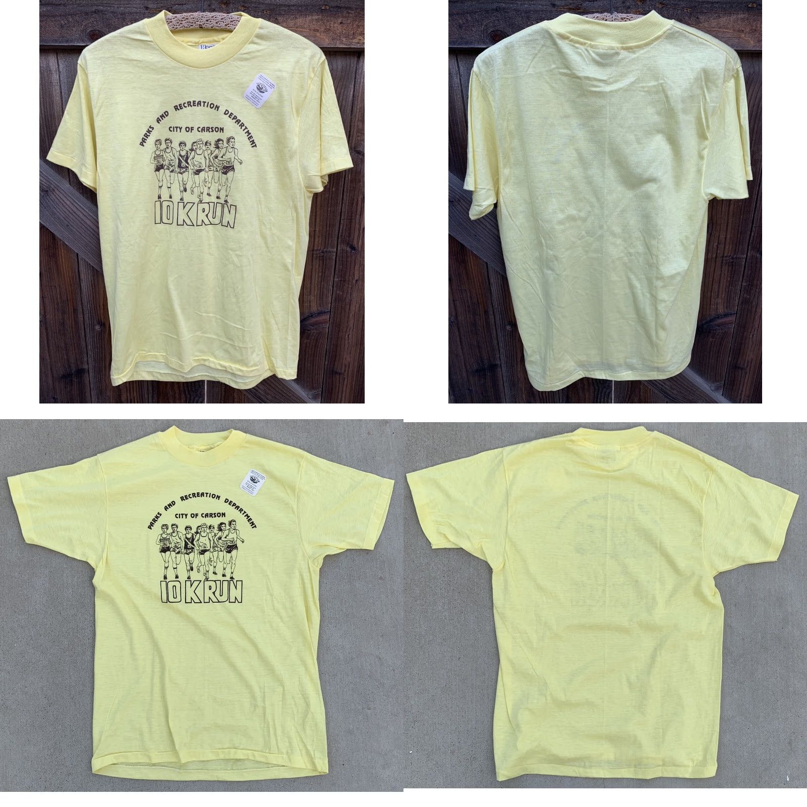 Hanes VINTAGE Parks And Recreation Department City Of Carson 10K Run T Shirt Sz L Men Yellow Short Sleeve Hanes Size US L / EU 52-54 / 3 - 8 Thumbnail