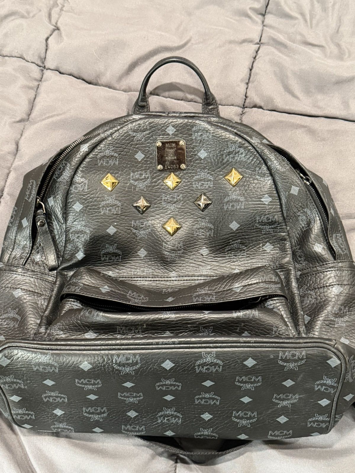 MCM MCM Stark Studs Visetos Backpack Black Size ONE SIZE - 1 Thumbnail