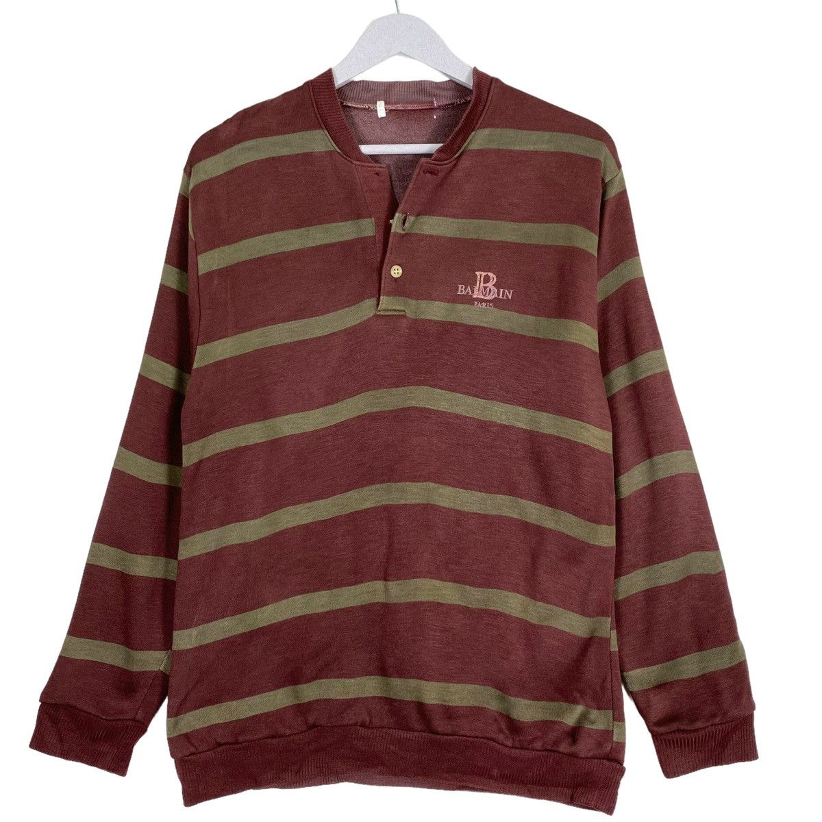 Balmain × Pierre Balmain 💥VINTAGE PIERRE BALMAIN STRIPE PULLOVER SWEATSHIRT Size US M / EU 48-50 / 2 - 1 Thumbnail
