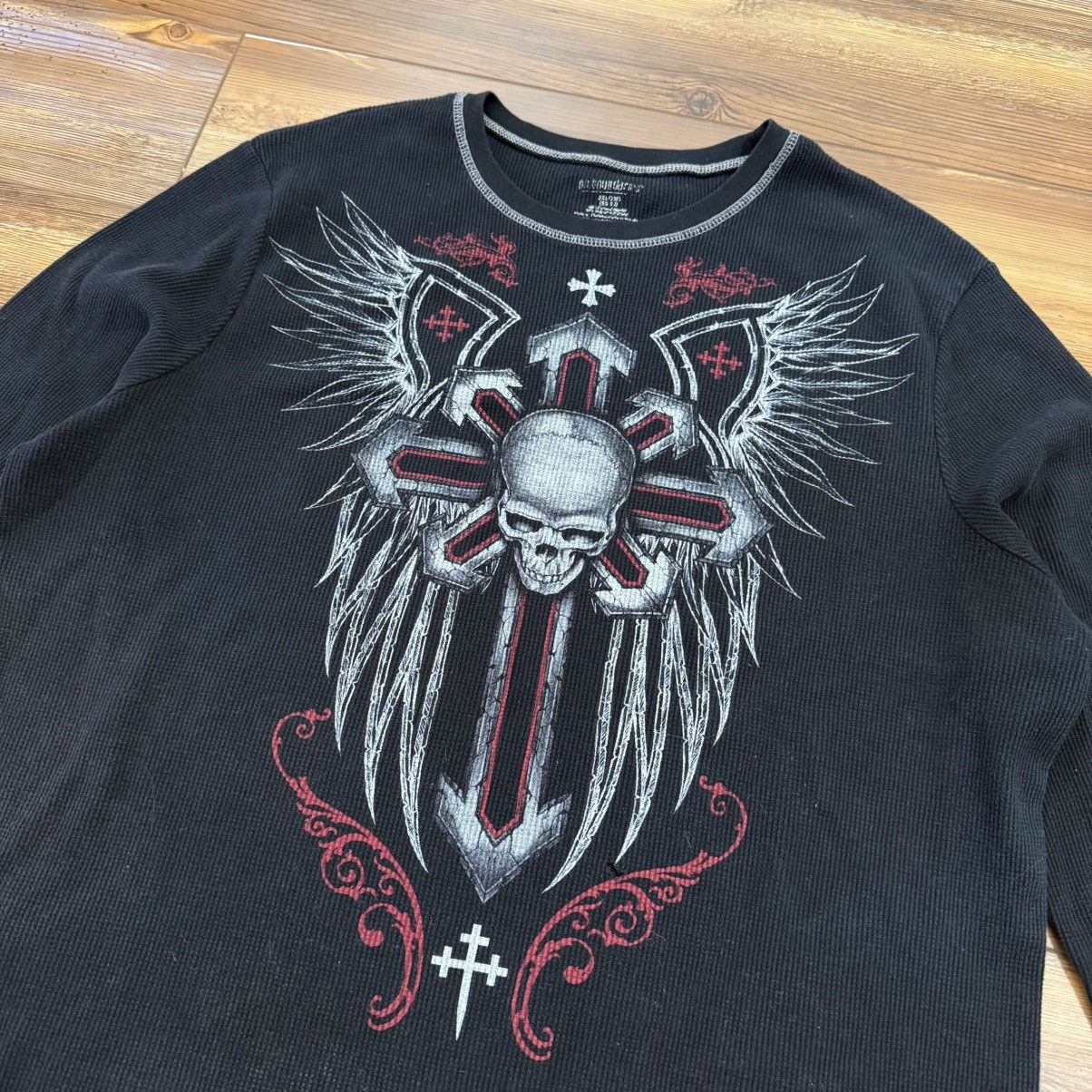Other Black Y2K No Boundaries Grunge Punk Skull Thermal Shirt Size US XL / EU 56 / 4 - 3 Thumbnail