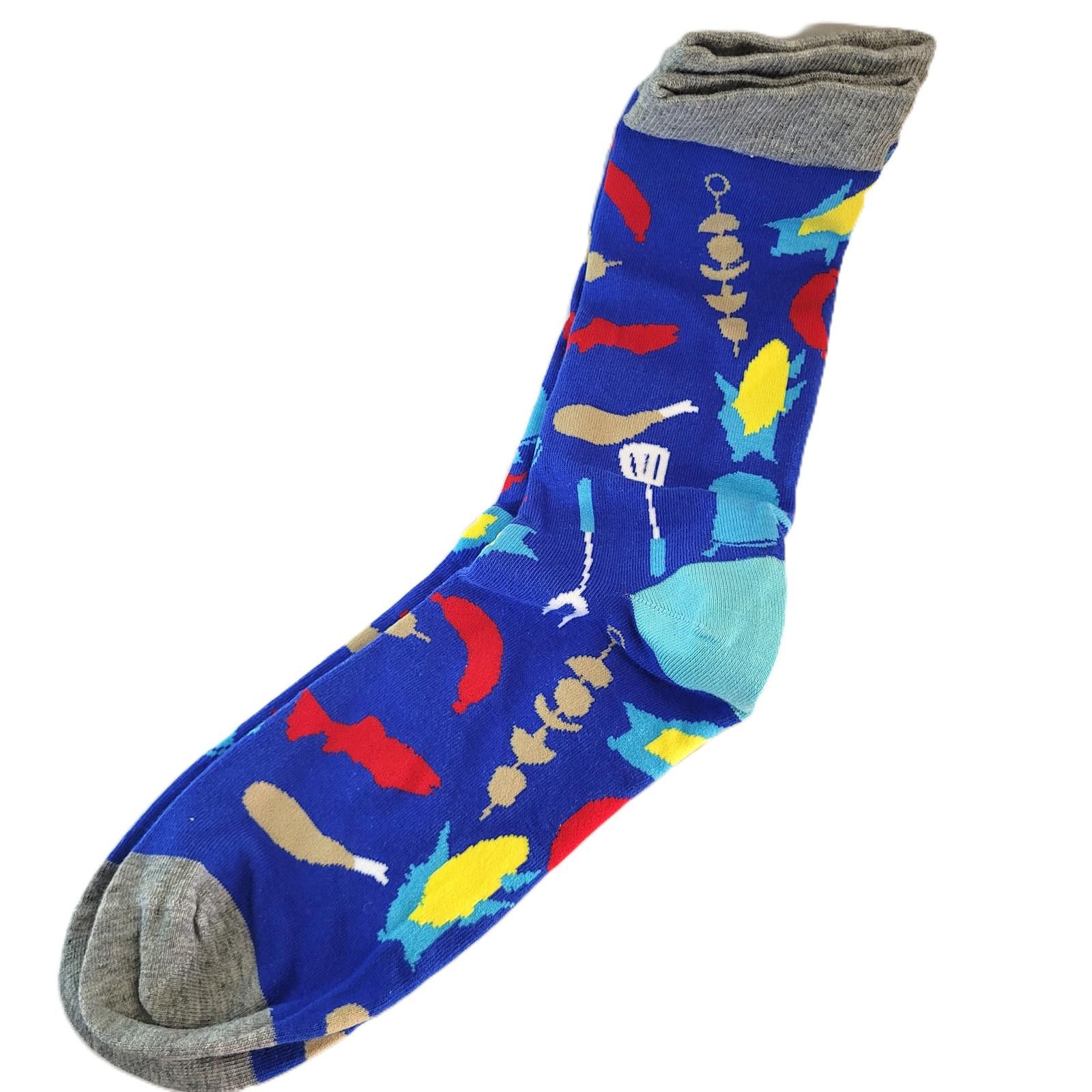 Other Novelty BBQ Food Crew Socks Blue Fish Grill Corn - NEW Size ONE SIZE - 1 Thumbnail