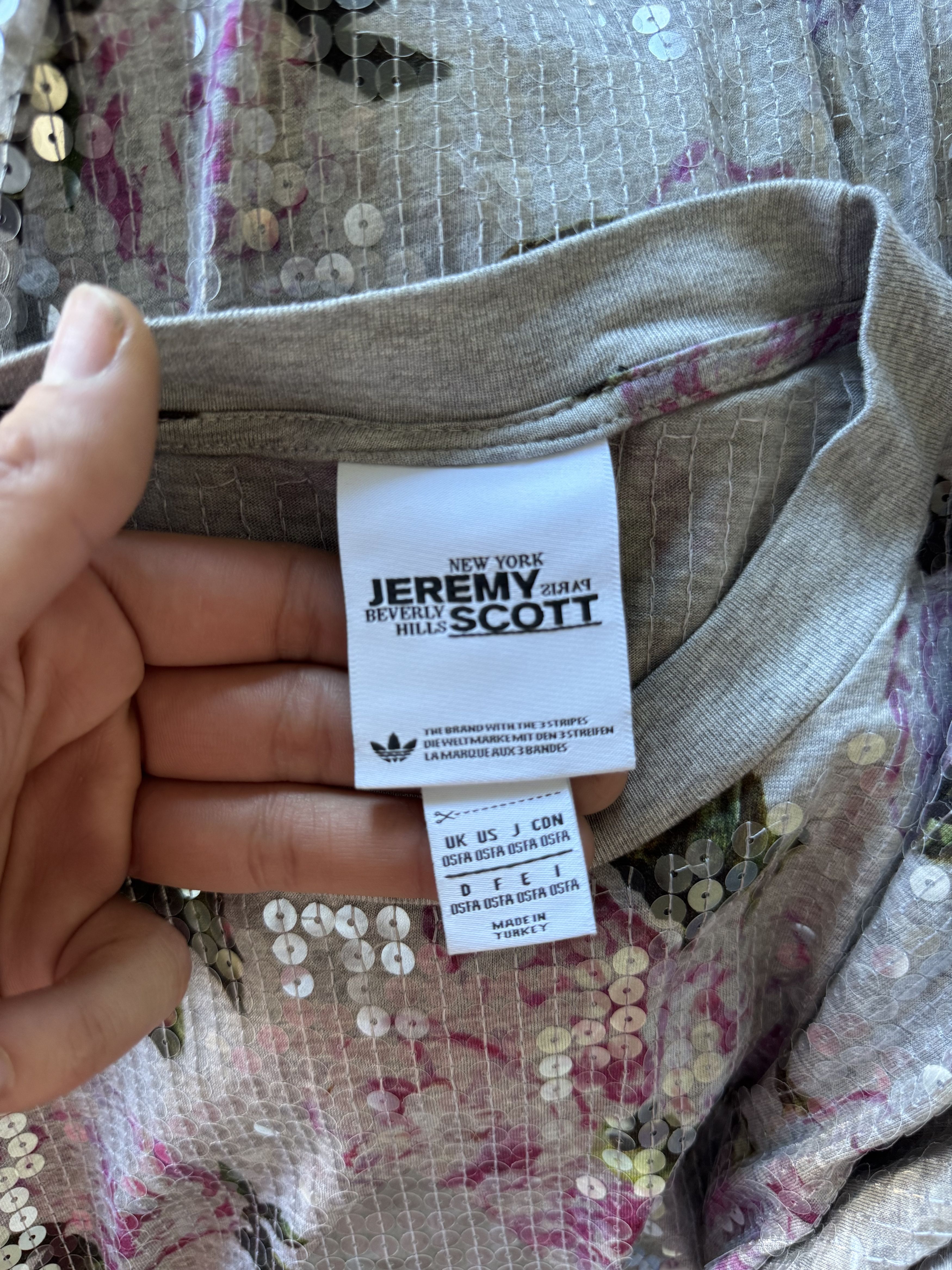 Adidas × Jeremy Scott Sequin Floral Oversized Long Shirt Dress Size US XXL / EU 58 / 5 - 15 Thumbnail
