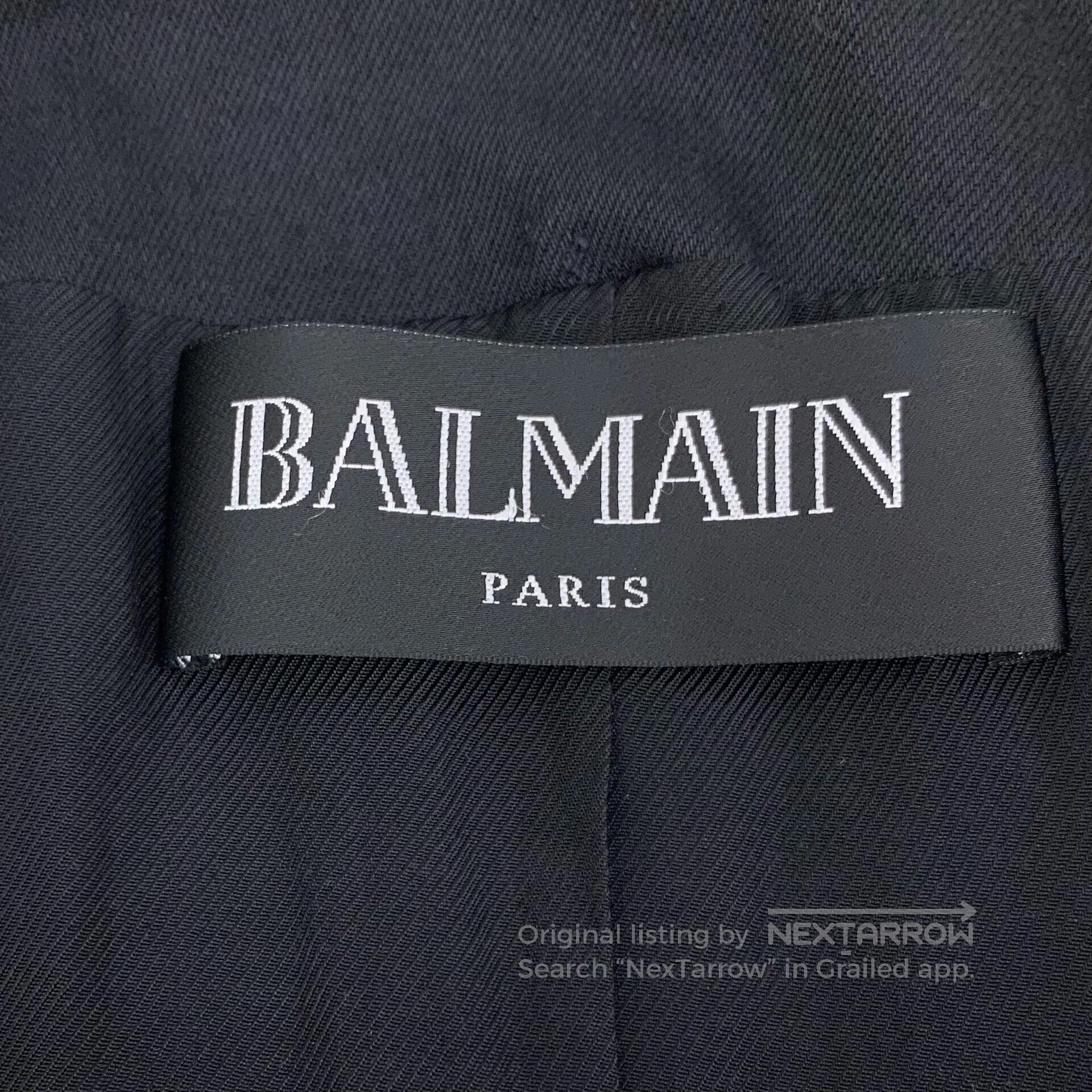 Balmain BALMAIN Black Plaid Cotton V-neck Blazer| Size S / US 4 / IT 40 - 5 Thumbnail