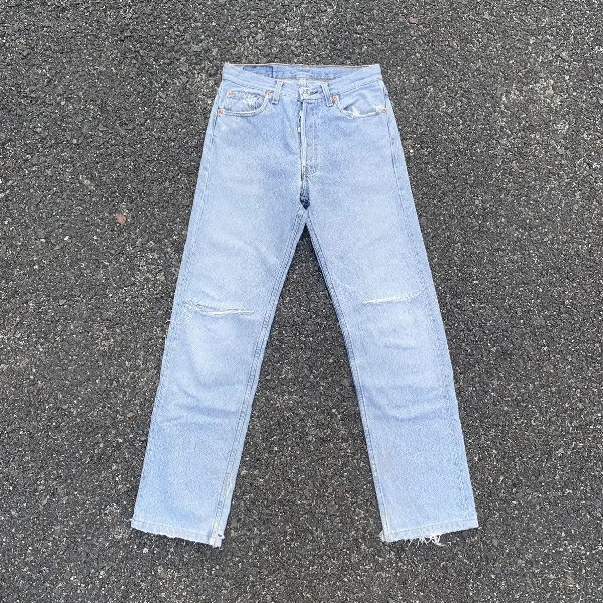 Levi's Ripped Levi’s 501 Jeans Light Wash Levis Denim Pants Size US 27 - 1 Thumbnail