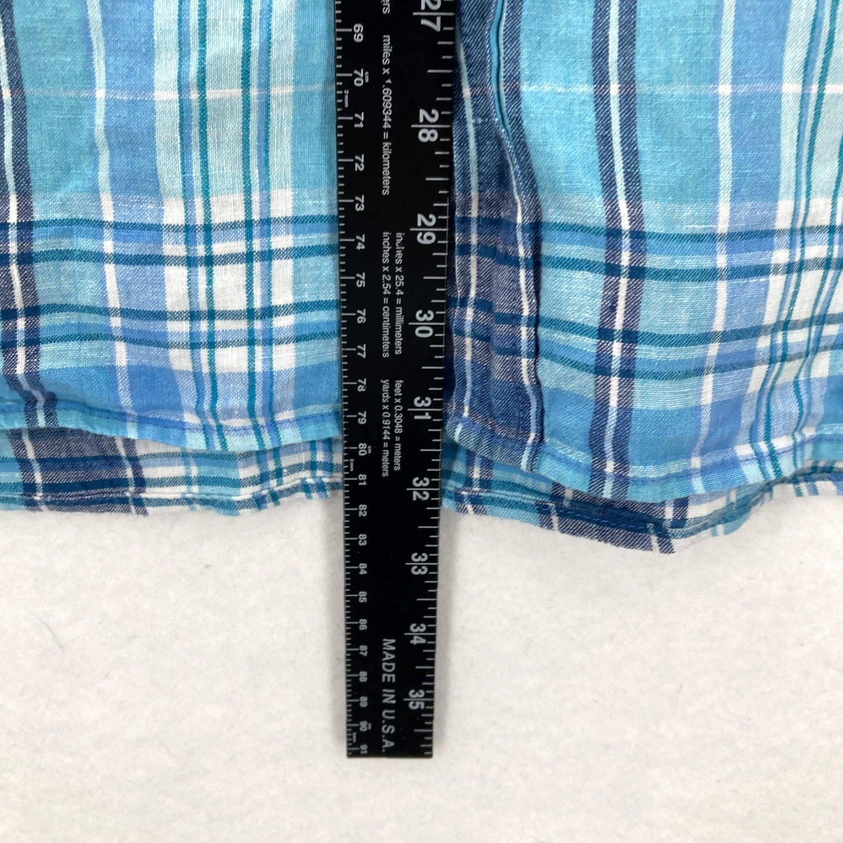 Vintage VINTAGE L.L.Bean Shirt Mens 2XL Blue Plaid Linen Short Sleeve Button-Down Fitted Preppy Size US XXL / EU 58 / 5 - 6 Thumbnail
