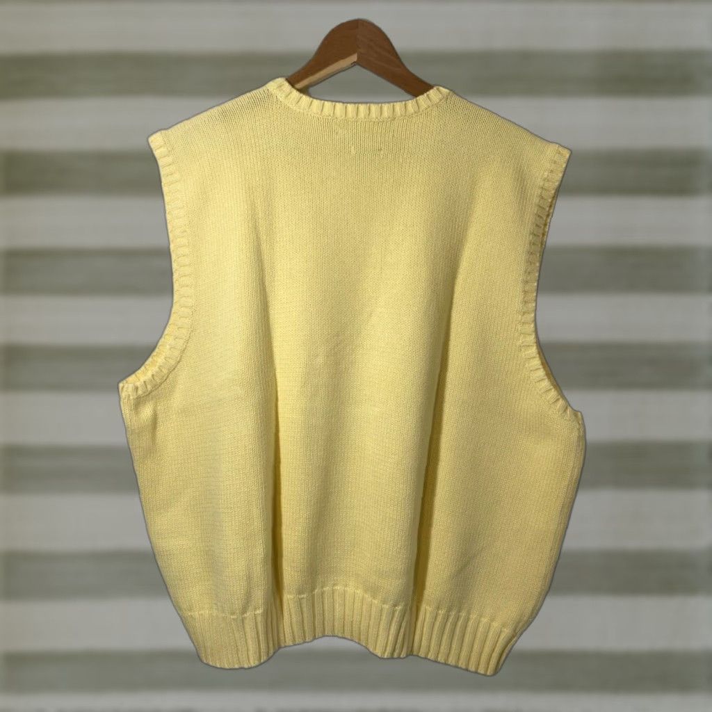 Ralph Lauren VINTAGE Ralph Lauren Men's Polo Knit Vest Shirt XL Yellow 90s Pastel Yellow Mens 90s Vintage Polo Ralph Lauren Knit Sweater Vest Size US XL / EU 56 / 4 - 1 Thumbnail