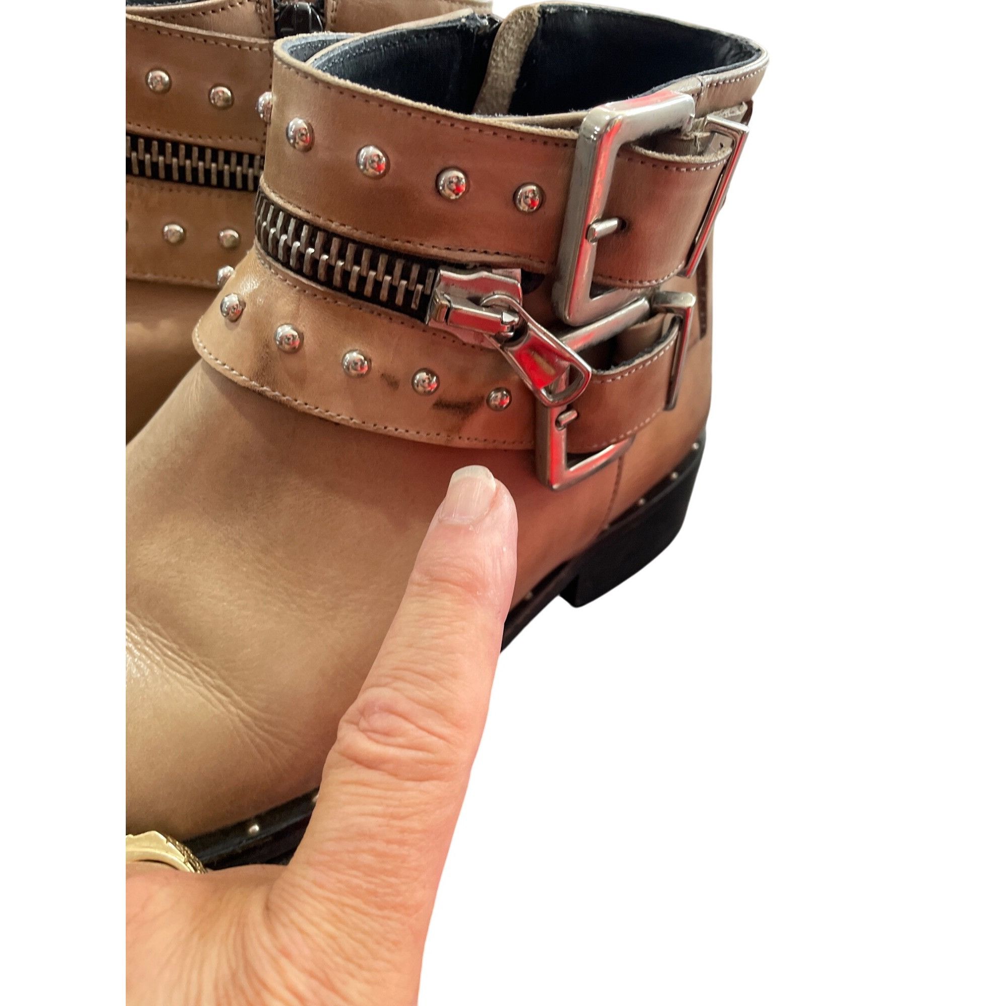 Other Charles David Chief womans Taupe Leather Studded Ankle Boots Size US 8.5 / IT 38.5 - 11 Thumbnail