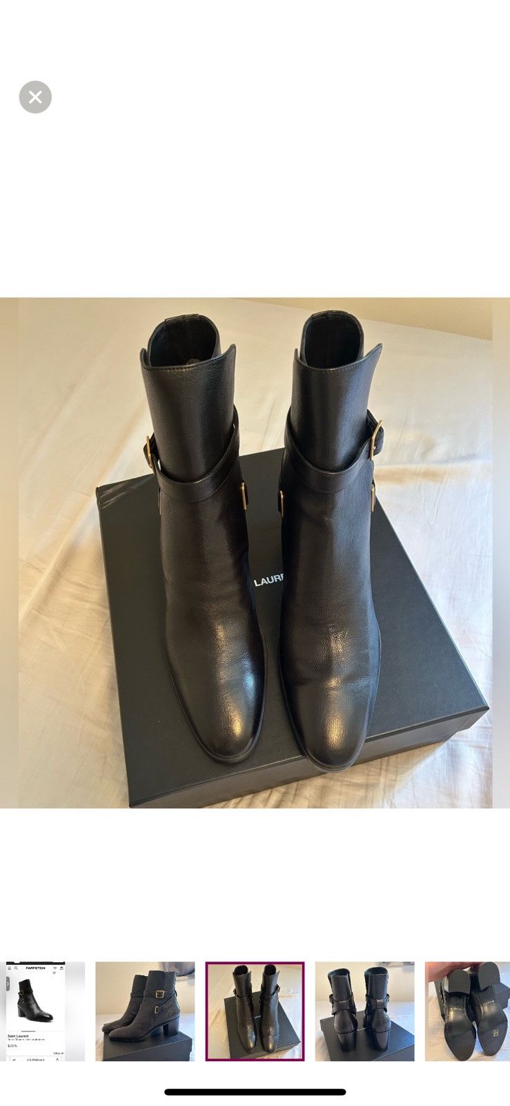 Saint Laurent Paris Saint Laurent Dorian 70mm Calfskin Buckle Ankle Booties Size US 11 / IT 41 - 7 Thumbnail