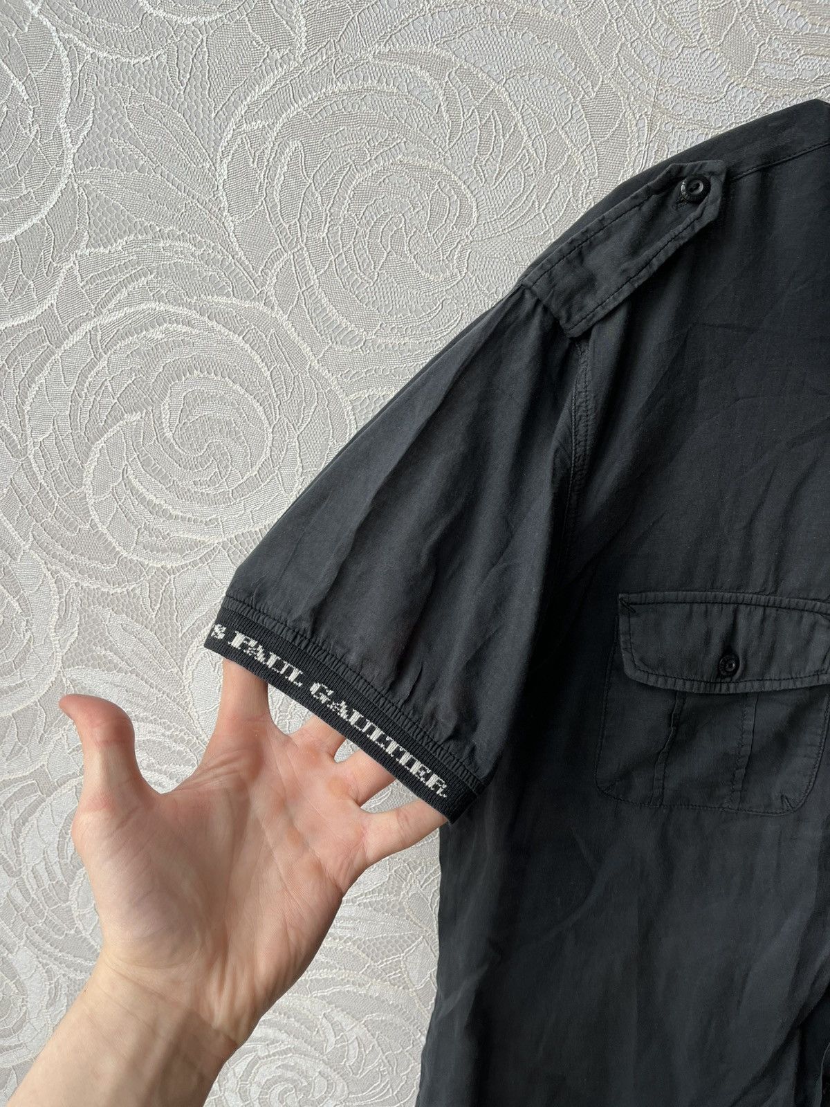 Jean Paul Gaultier × Vintage Jean Paul Gaultier 90s Washed Black Short Sleeve Shirt Rare Size US M / EU 48-50 / 2 - 3 Thumbnail