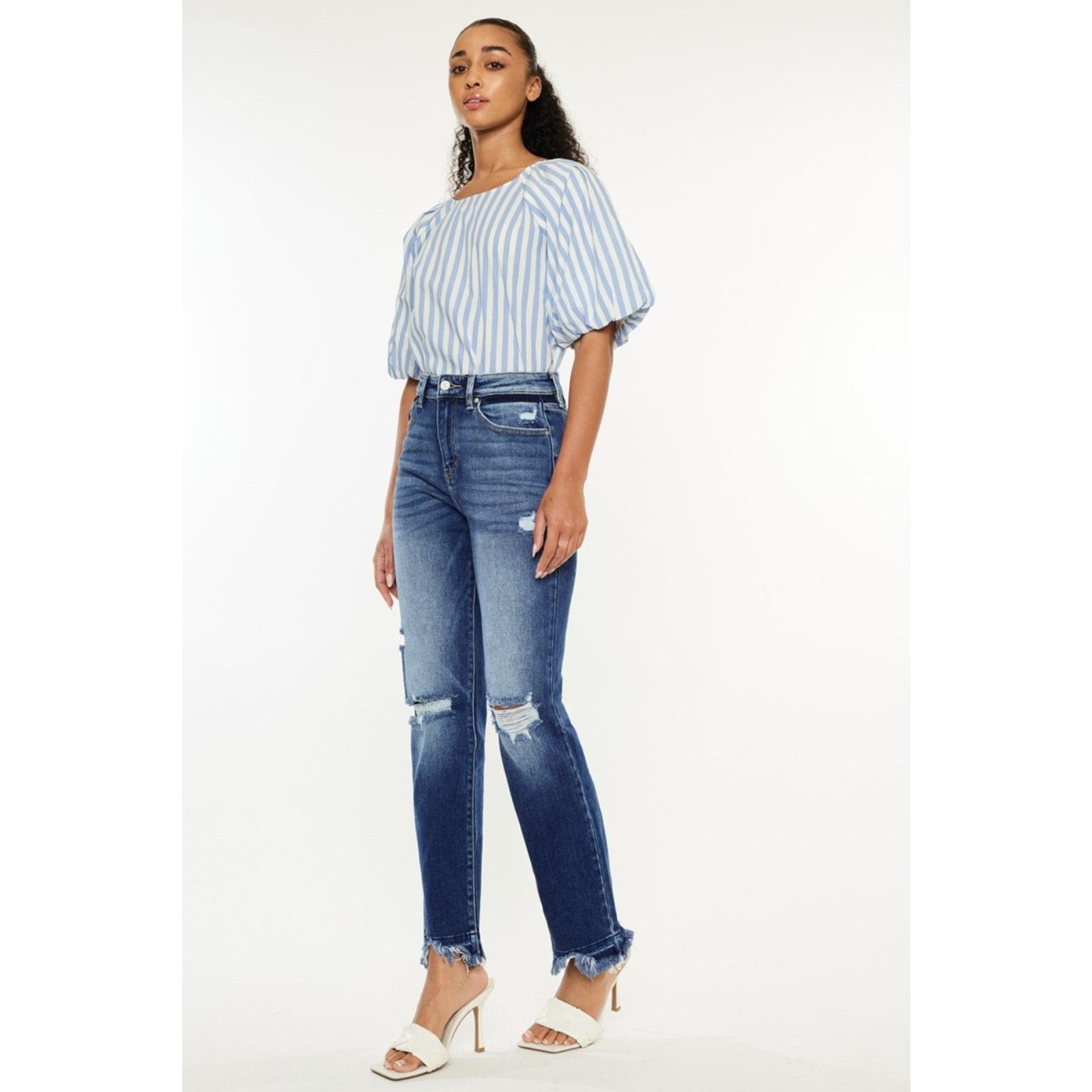 Other KanCan High Rise Distressed Slim Straight Jeans - Size 1/24 Size 24" / US 00 / IT 34 - 3 Thumbnail