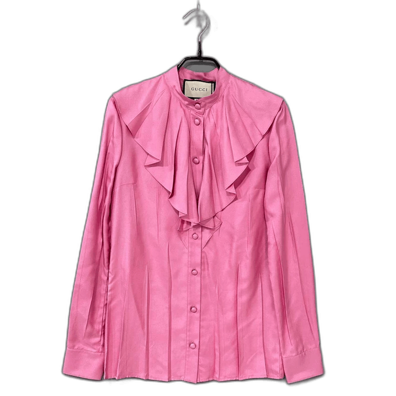 Gucci Pink Ruffled Blouse by Gucci-2505 Size S / US 4 / IT 40 - 1 Thumbnail