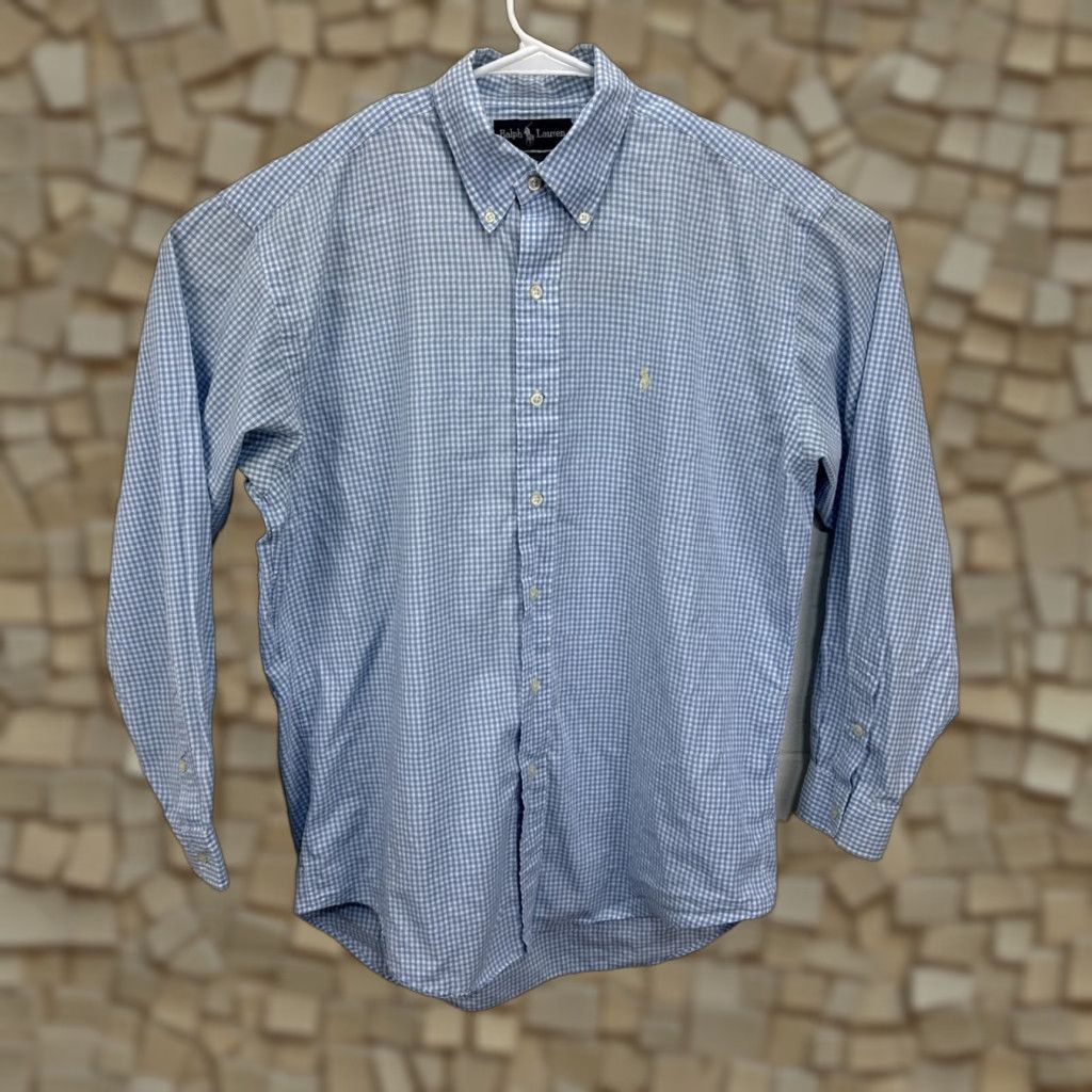 Polo Ralph Lauren Polo Ralph Lauren Shirt Mens Medium Blue Gingham Check Oxford Pony Long Sleeve Size US M / EU 48-50 / 2 - 1 Thumbnail