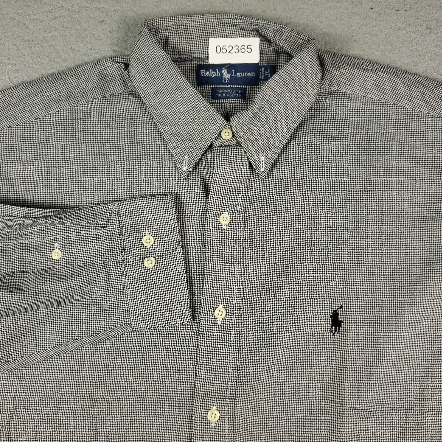 Ralph Lauren Ralph Lauren Shirt Mens Size 17 Gray Houndstooth Dress Button-Down Long Sleeve Cotton Classic Business Casual 17 Mens Size 46R - 2 Thumbnail