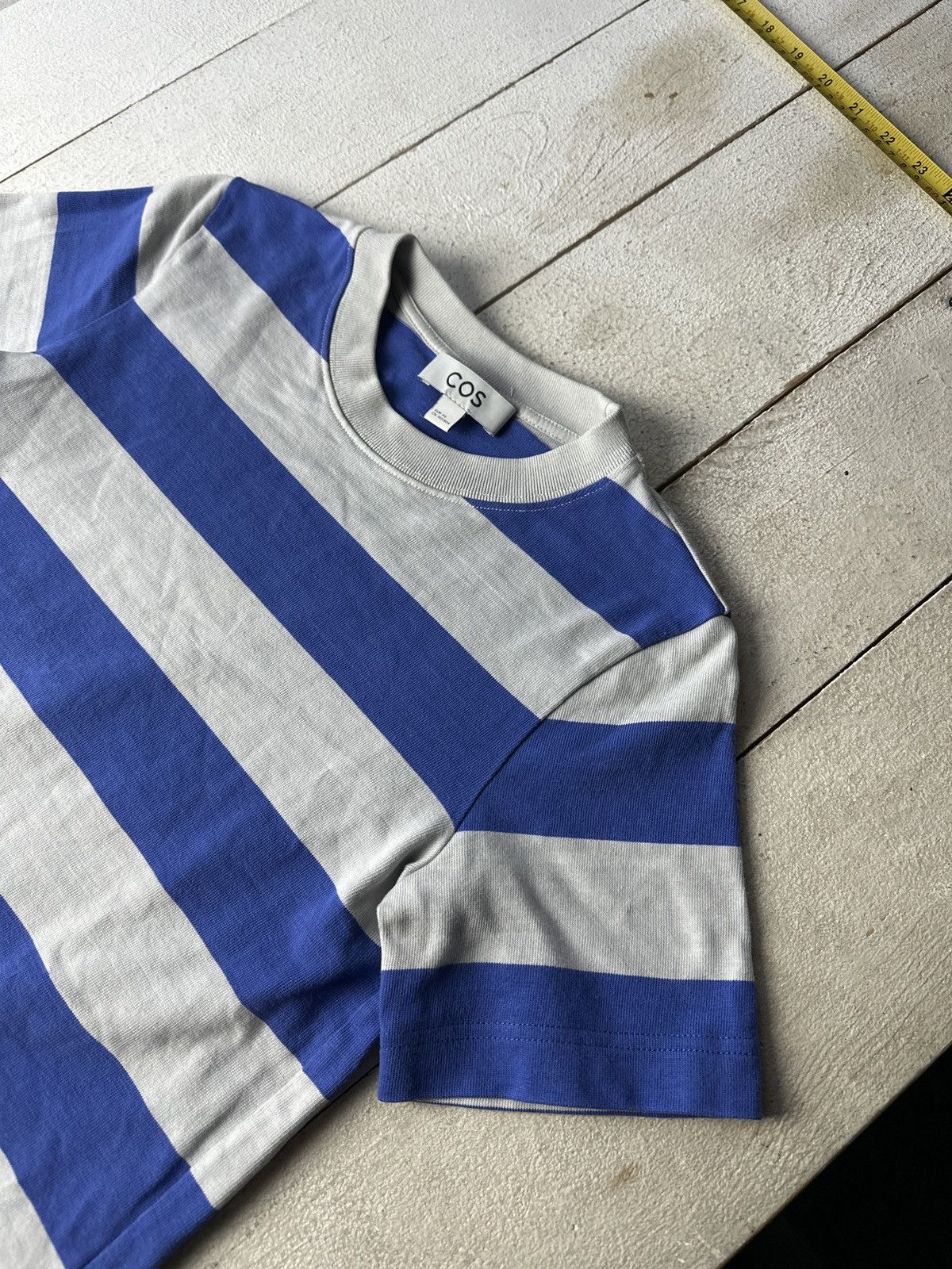 Cos 🚨 COS STRIPED LUXURY WOMEN T-SHIRT BLUE WHITE Size XS / US 0-2 / IT 36-38 - 2 Thumbnail
