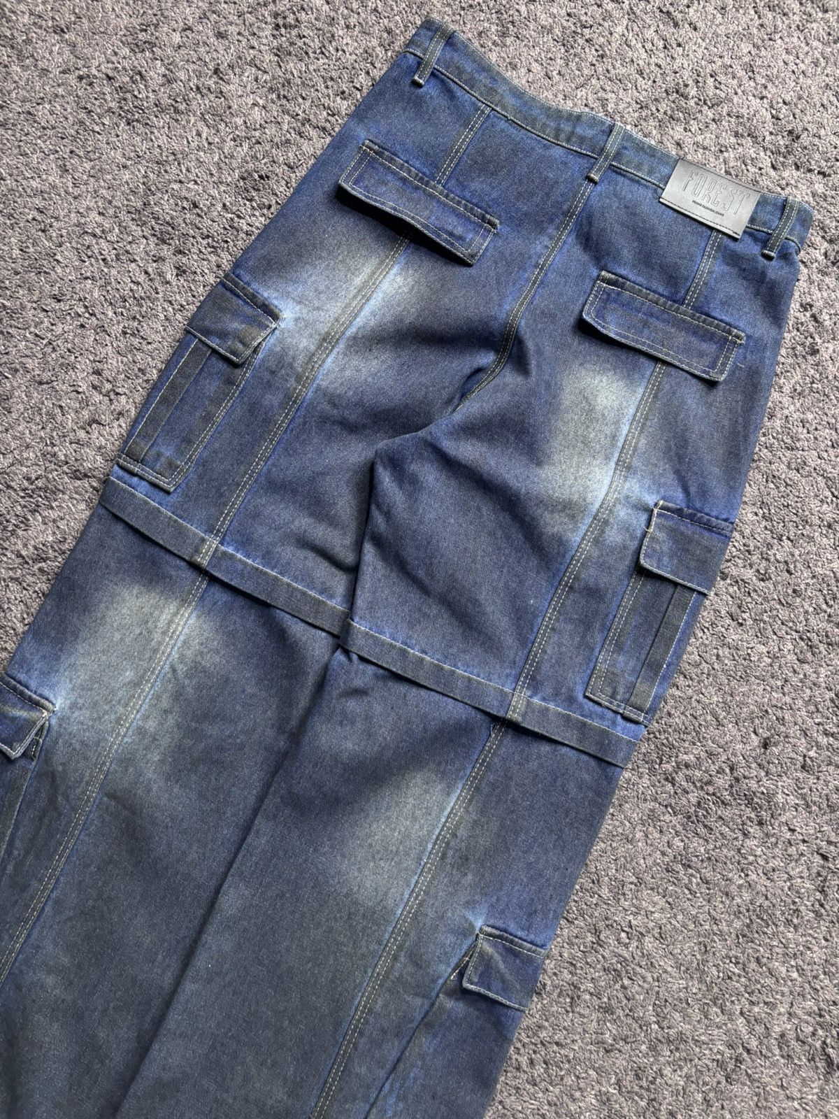 Vintage Vintage wide leg rare night blue baggy flared cargo jeans Size US 33 - 11 Thumbnail
