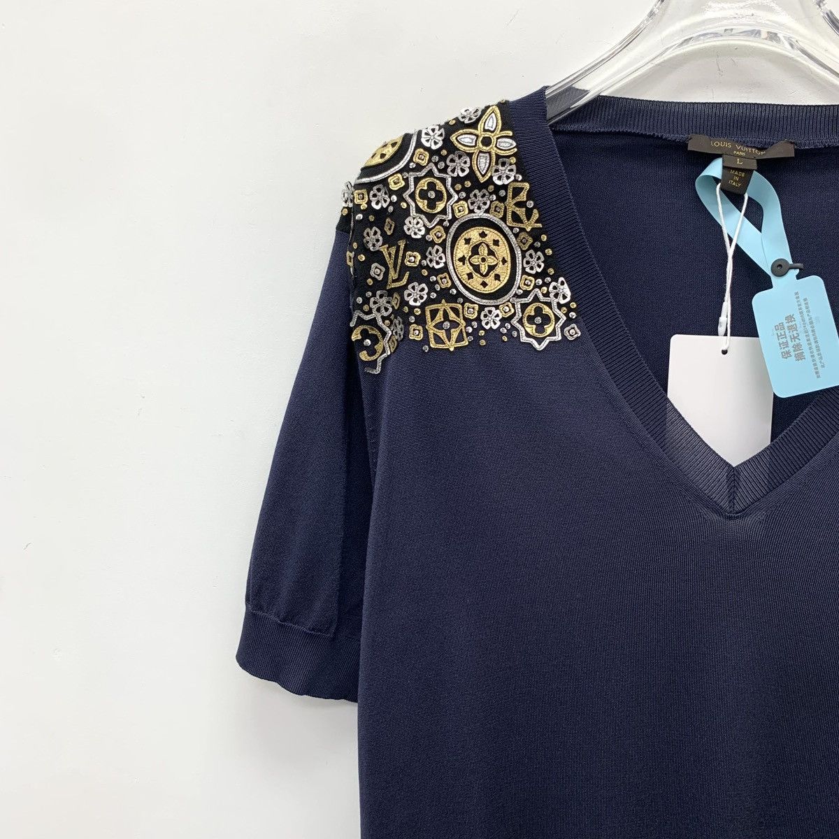 Louis Vuitton Louis Vuitton Navy Monogram Logo Short Sleeve T-shirt K26WX Size L / US 10 / IT 46 - 3 Thumbnail