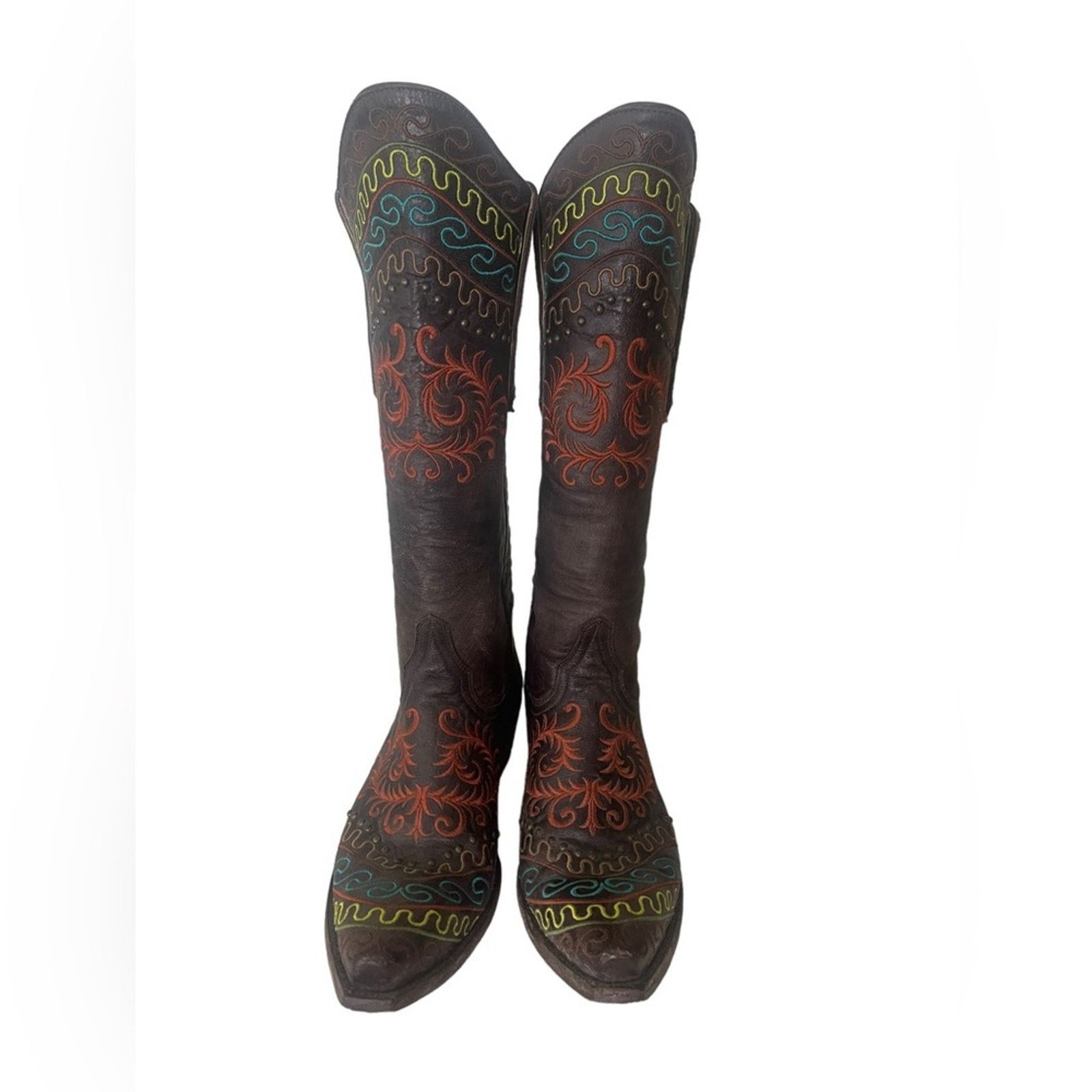 Old Gringo Old Gringo Zarape Chocolate Colorful Stitched Boots sz 7.5 B Size US 7.5 / IT 37.5 - 2 Thumbnail