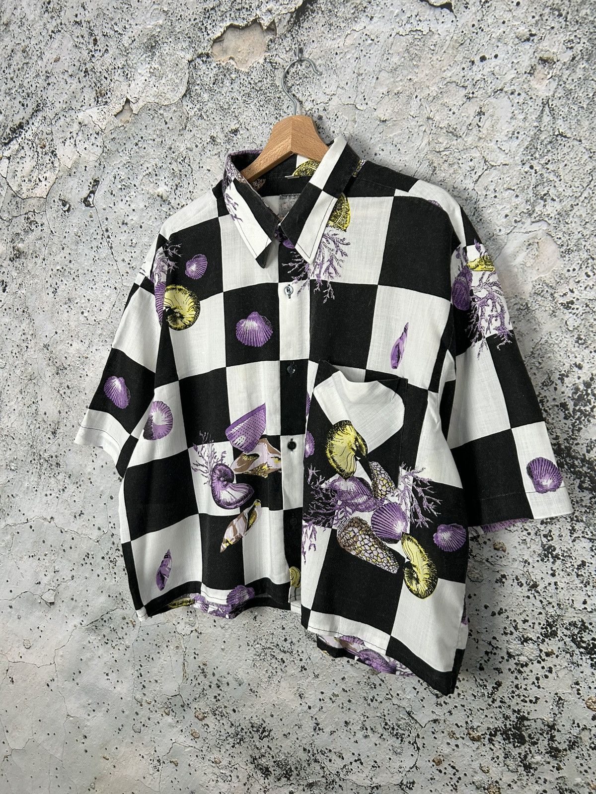 Vintage Vintage Cropped Checkered Shirt Summer Avant Garde Boxy Size US L / EU 52-54 / 3 - 2 Thumbnail
