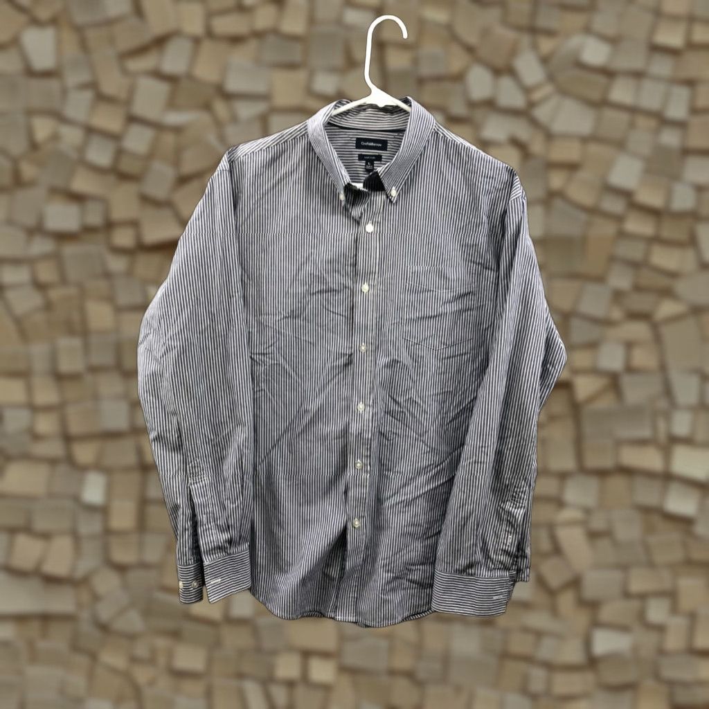 Vintage Goodfellow Shirt Mens L Long Sleeve Button-Down Blue Striped Easy Care Embroidered Logo Size US L / EU 52-54 / 3 - 1 Thumbnail