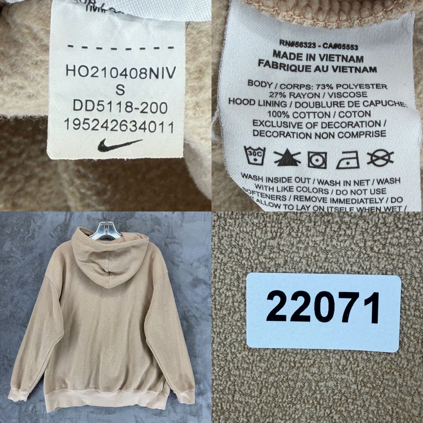 Nike Nike Essentials Hoodie Womens S Oversized Fleece Pullover Tan Hemp DD5118-200 Chardonnay? Size S / US 4 / IT 40 - 8 Thumbnail