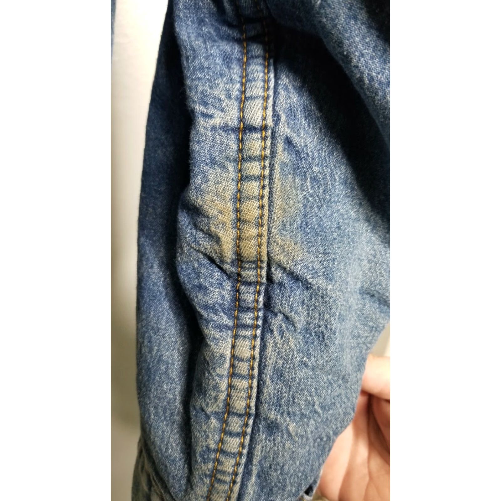 Denime Vintage Shepler's Denim Trucker Jacket M Men Casual Grunge Distressed Well Worn Size US 31 - 5 Thumbnail